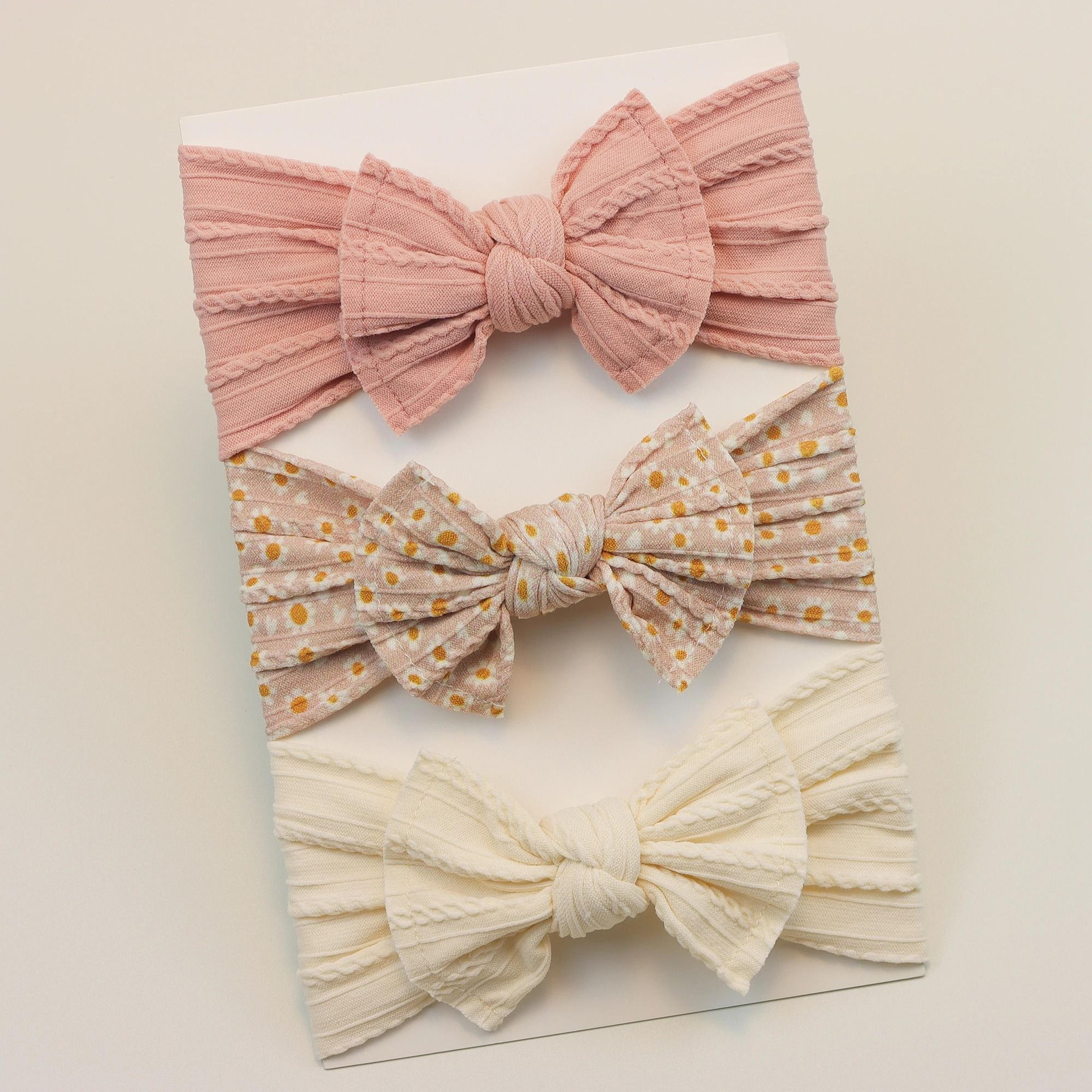3Piece Premium Elastic Bow Headband Set  Soft Nylon Turban Accessories 1