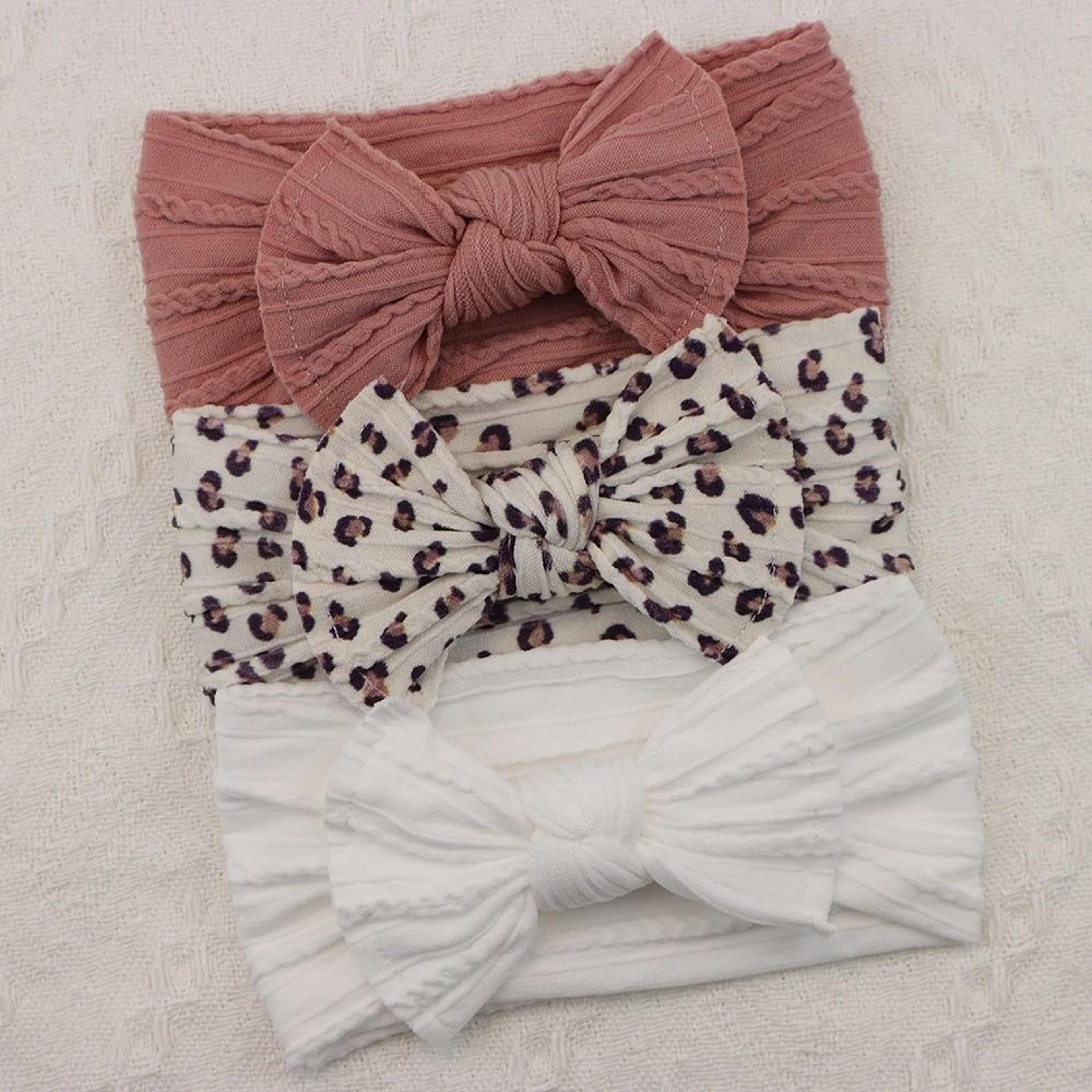 3Piece Premium Elastic Bow Headband Set  Soft Nylon Turban Accessories 18