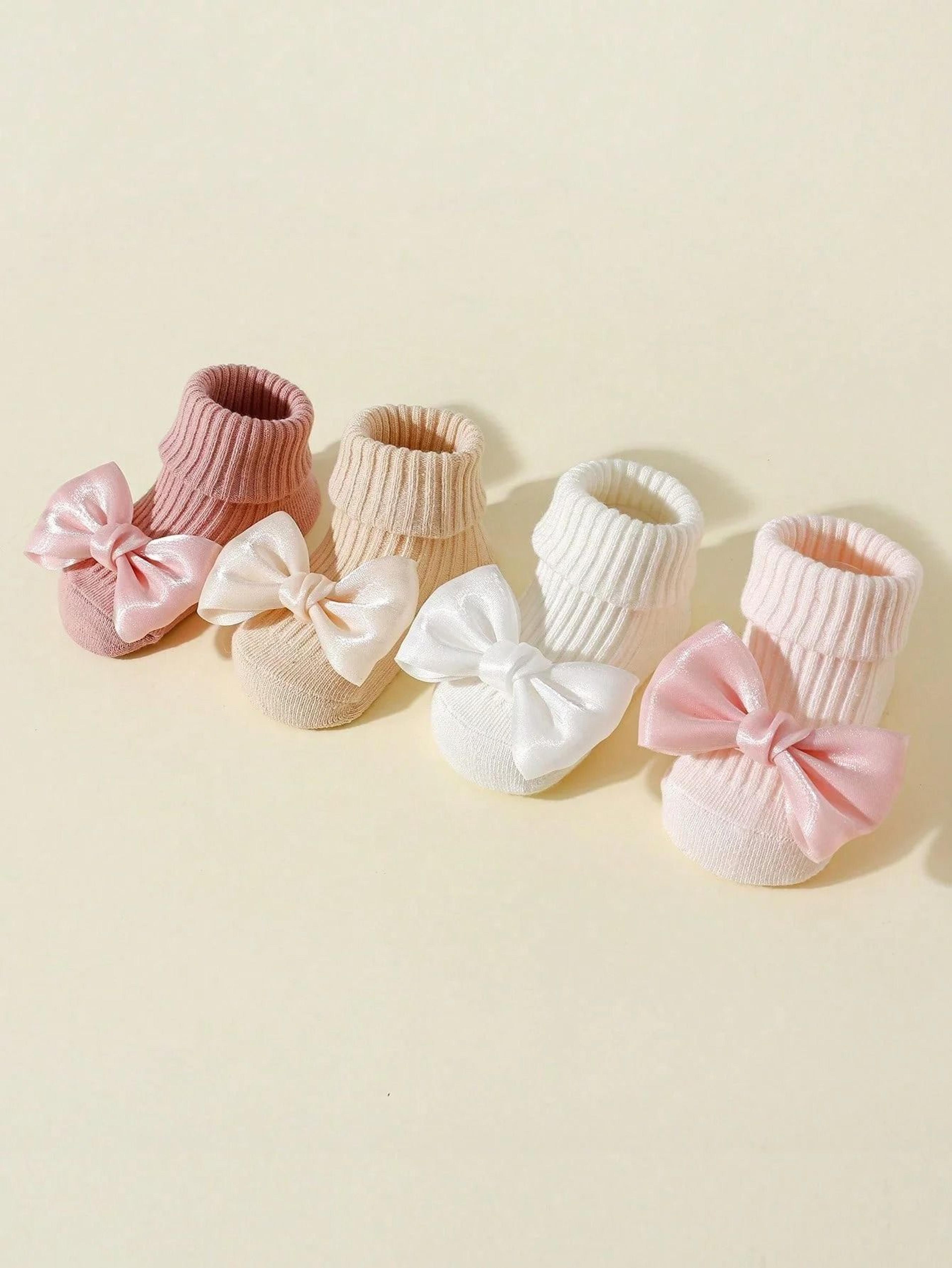 4Pack Premium Bow Ankle Socks  AntiSlip Soft Cotton Footwear For Infants 1