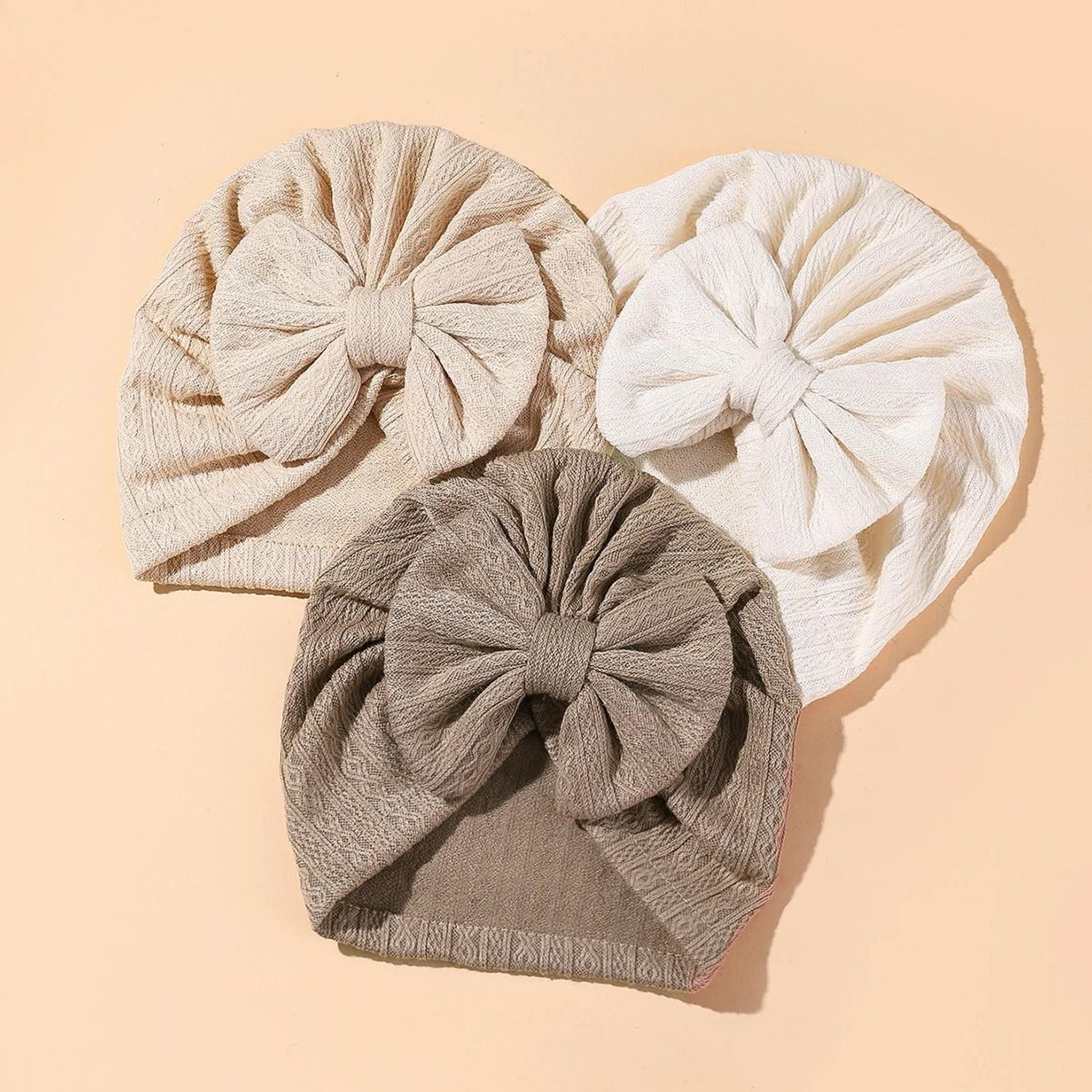 Elite BigBow Newborn Turban  HighStretch Solid Color Beanie For Infants 1