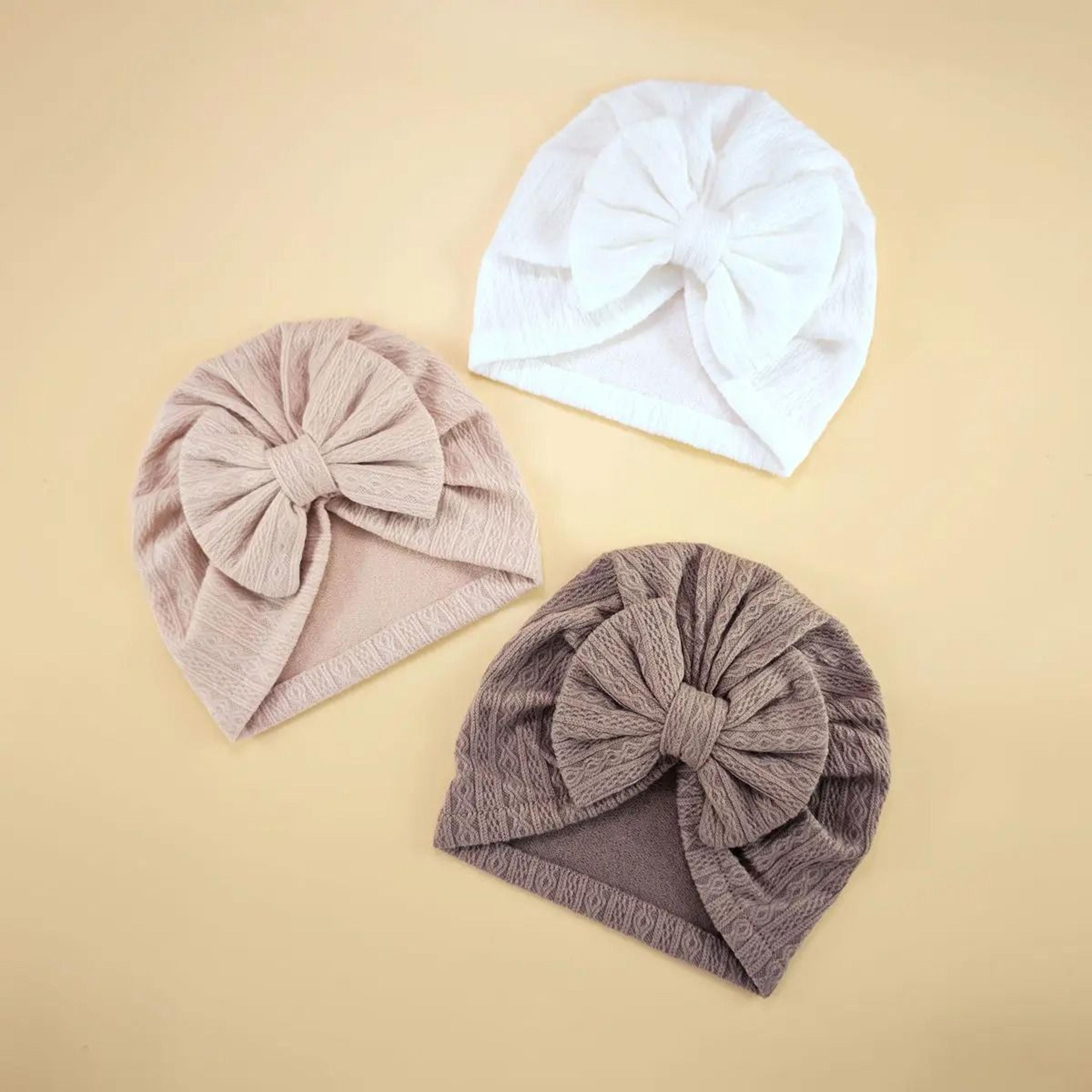 Elite BigBow Newborn Turban  HighStretch Solid Color Beanie For Infants 3