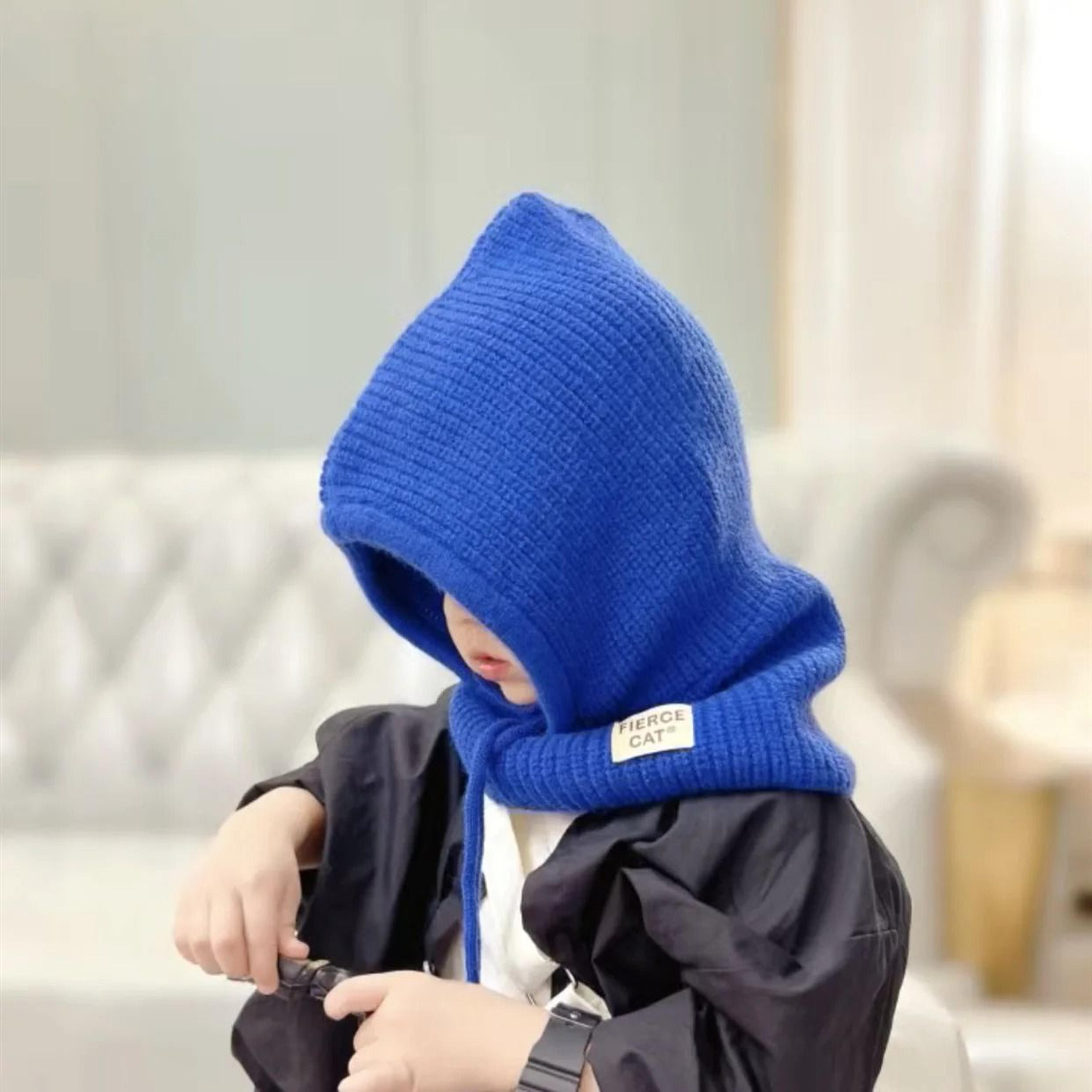 Integrated Pediatric Balaclava System  Premium Hooded Knit Scarf  Earflap Beanie 1