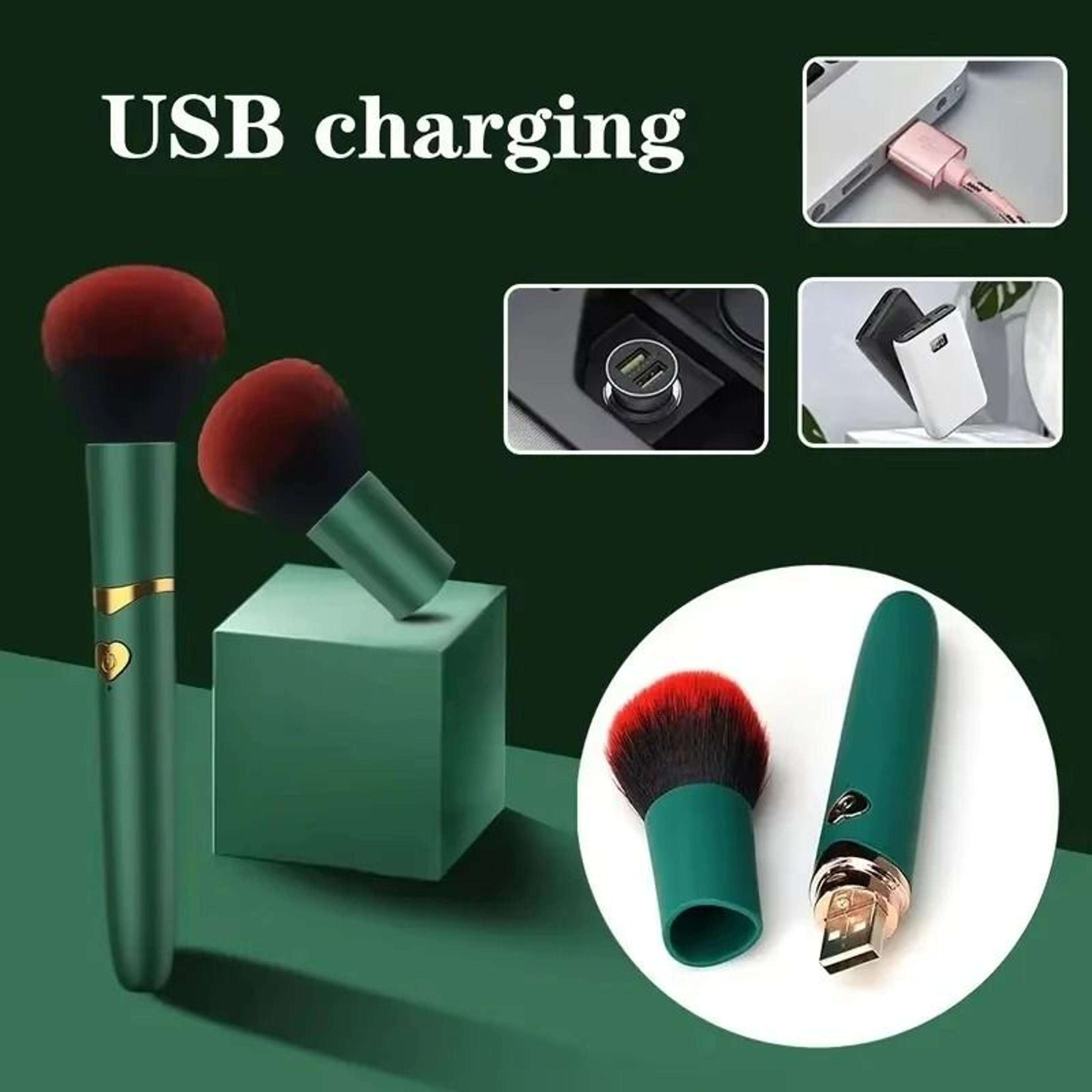 2-in-1 electric multi-function vibration makeup brush and high-performance soft fluffy foundation tool