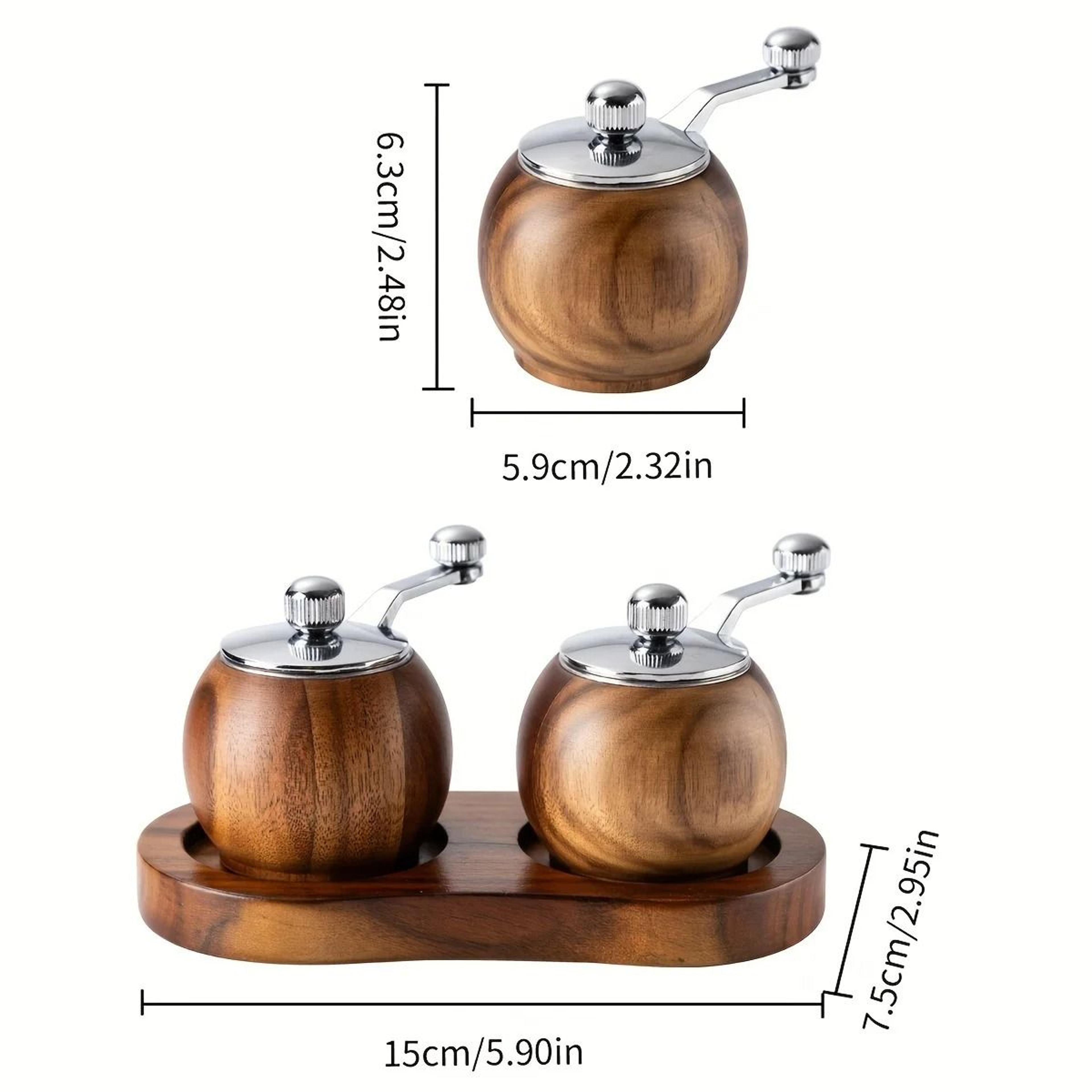 Artisan Acacia Solid Wood Pepper Mill  Salt Grinder Set 1
