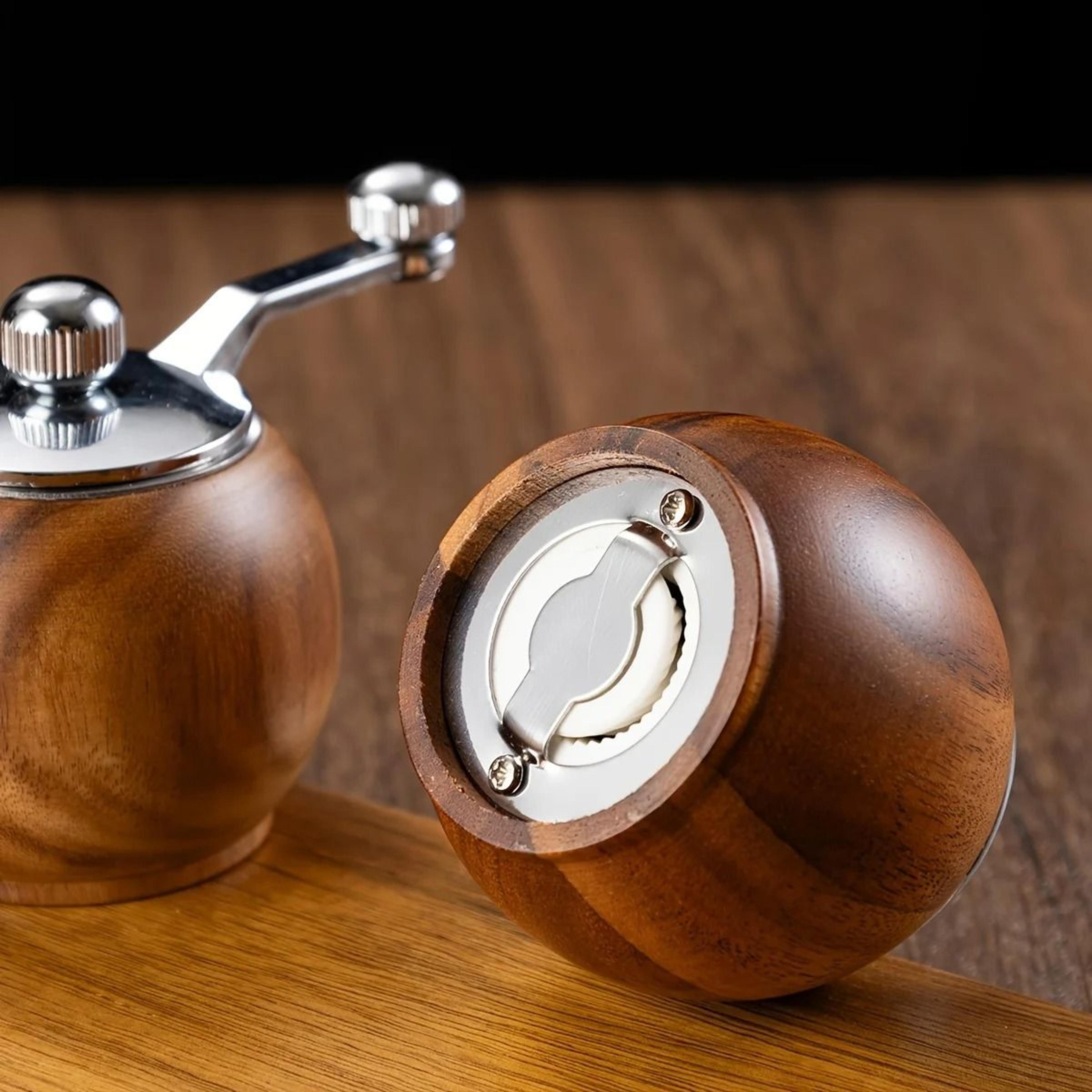 Artisan Acacia Solid Wood Pepper Mill  Salt Grinder Set 2