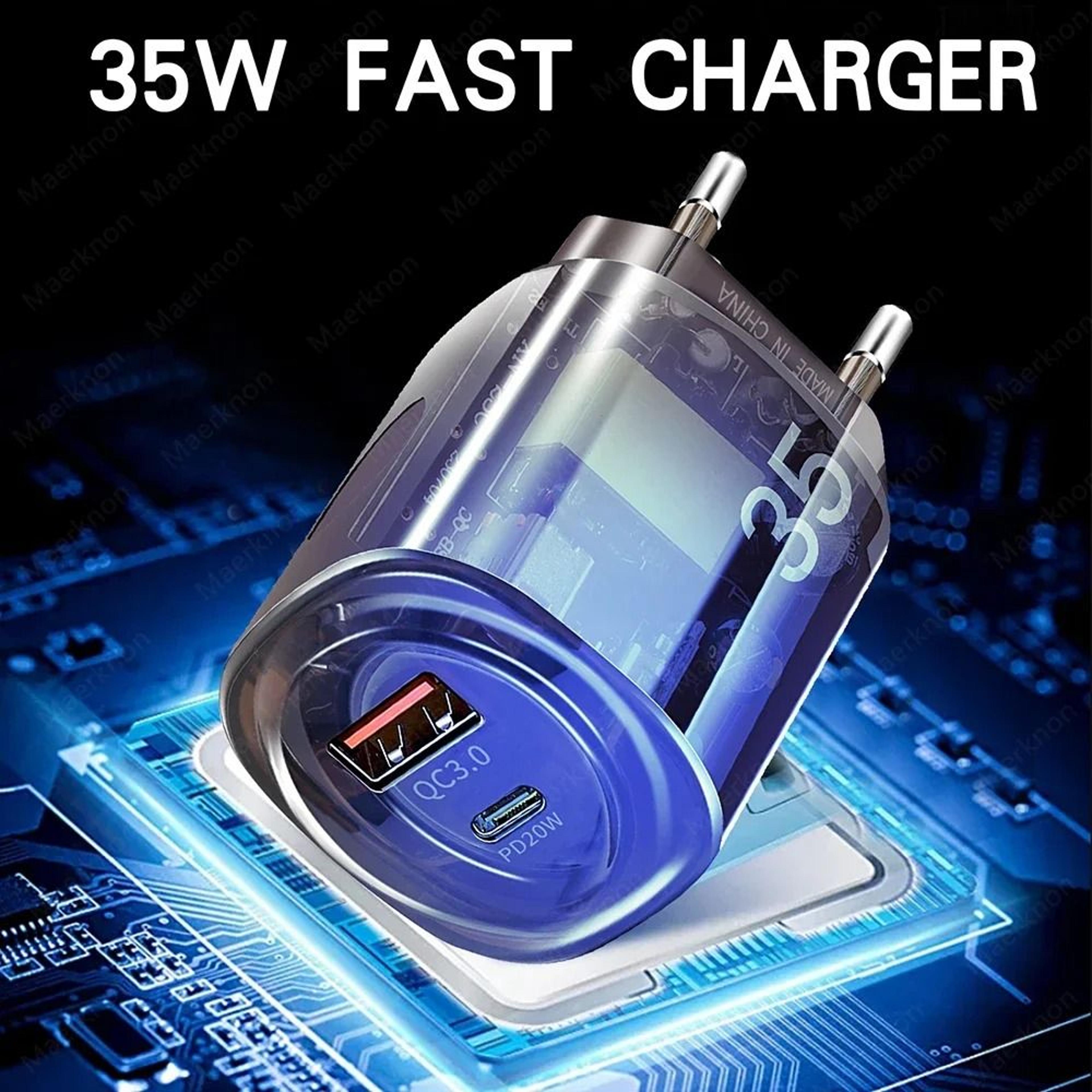 35W Dual Port USBA  Type C Fast Charging Wall Charger Adapter 1