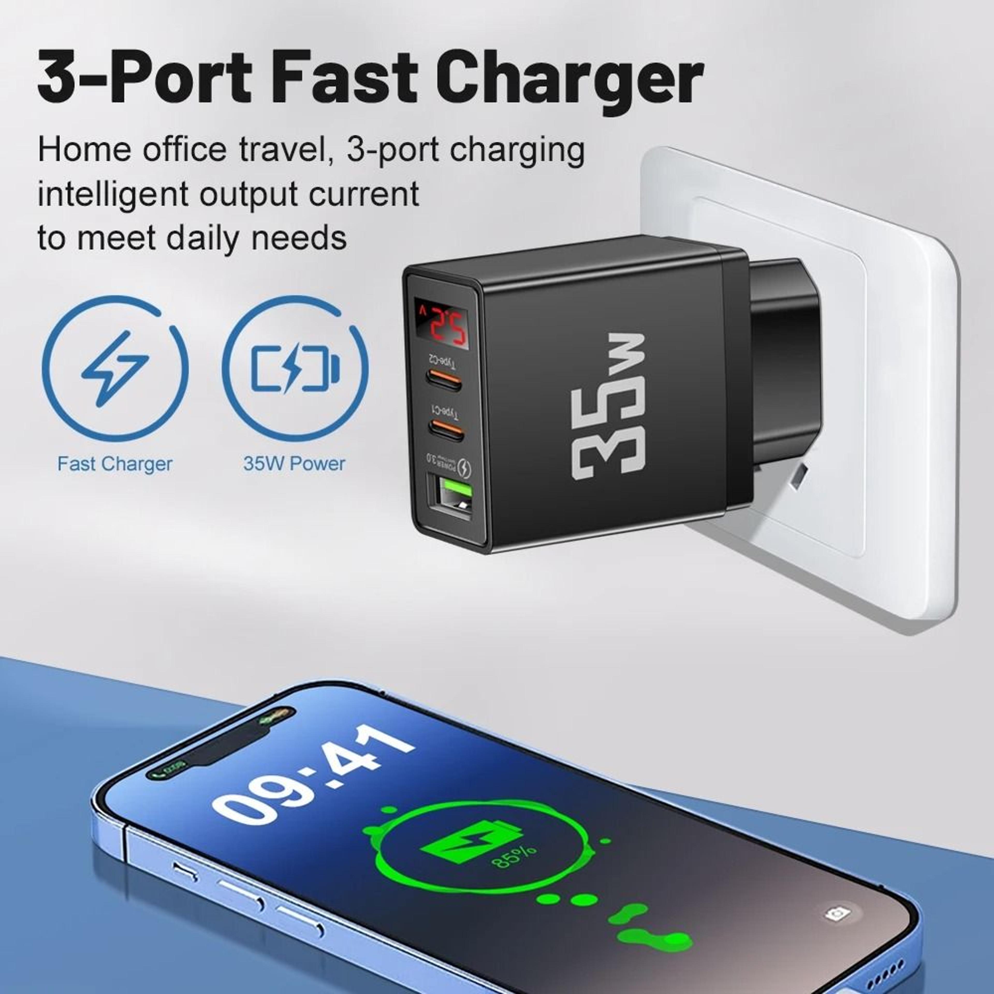Gemini Said 35W LED Display Quick Charge 30 PD Type C Wall Charger Adapter 2