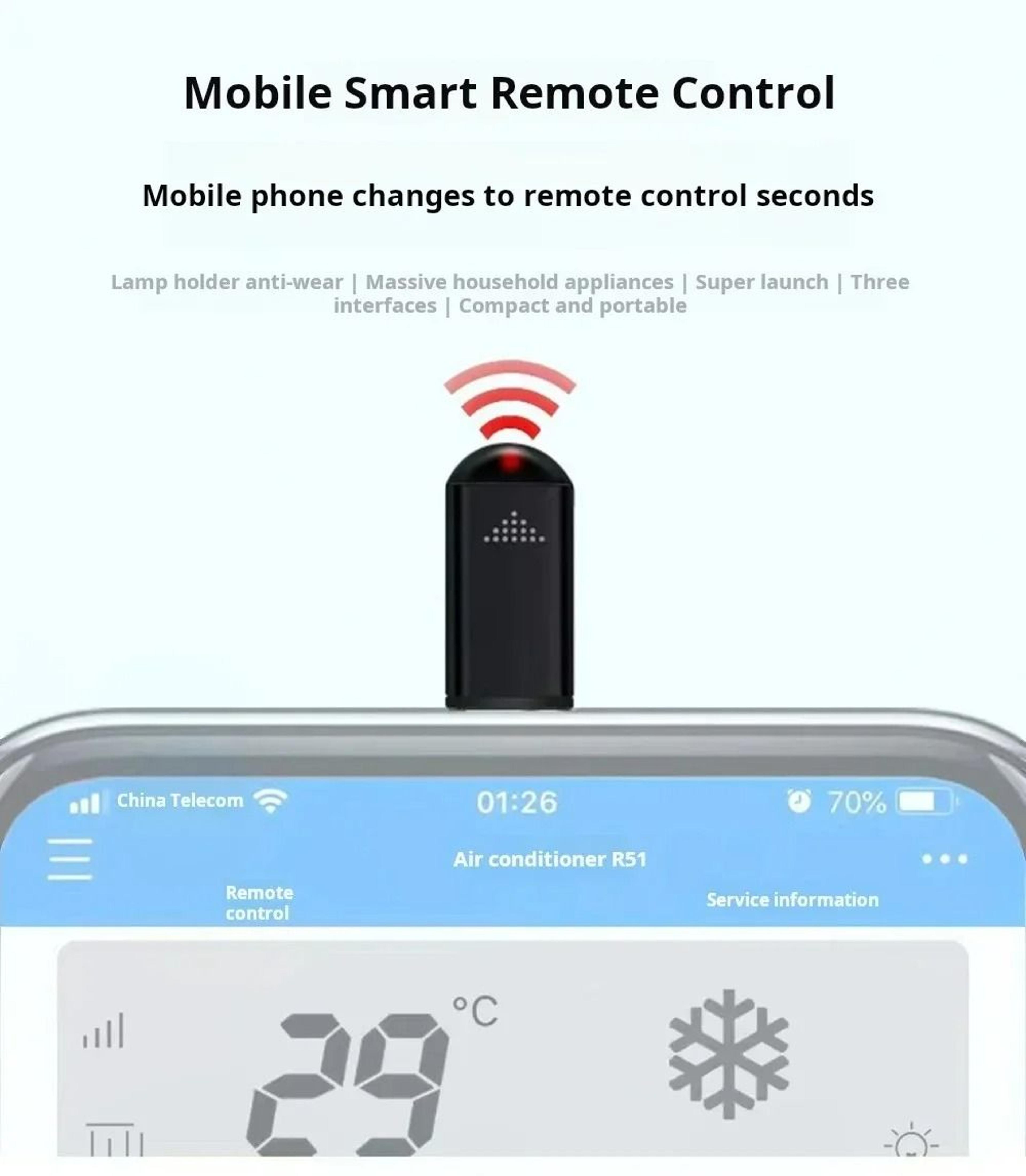 Universal USB TypeC Smartphone Infrared Remote Control Adapter 0