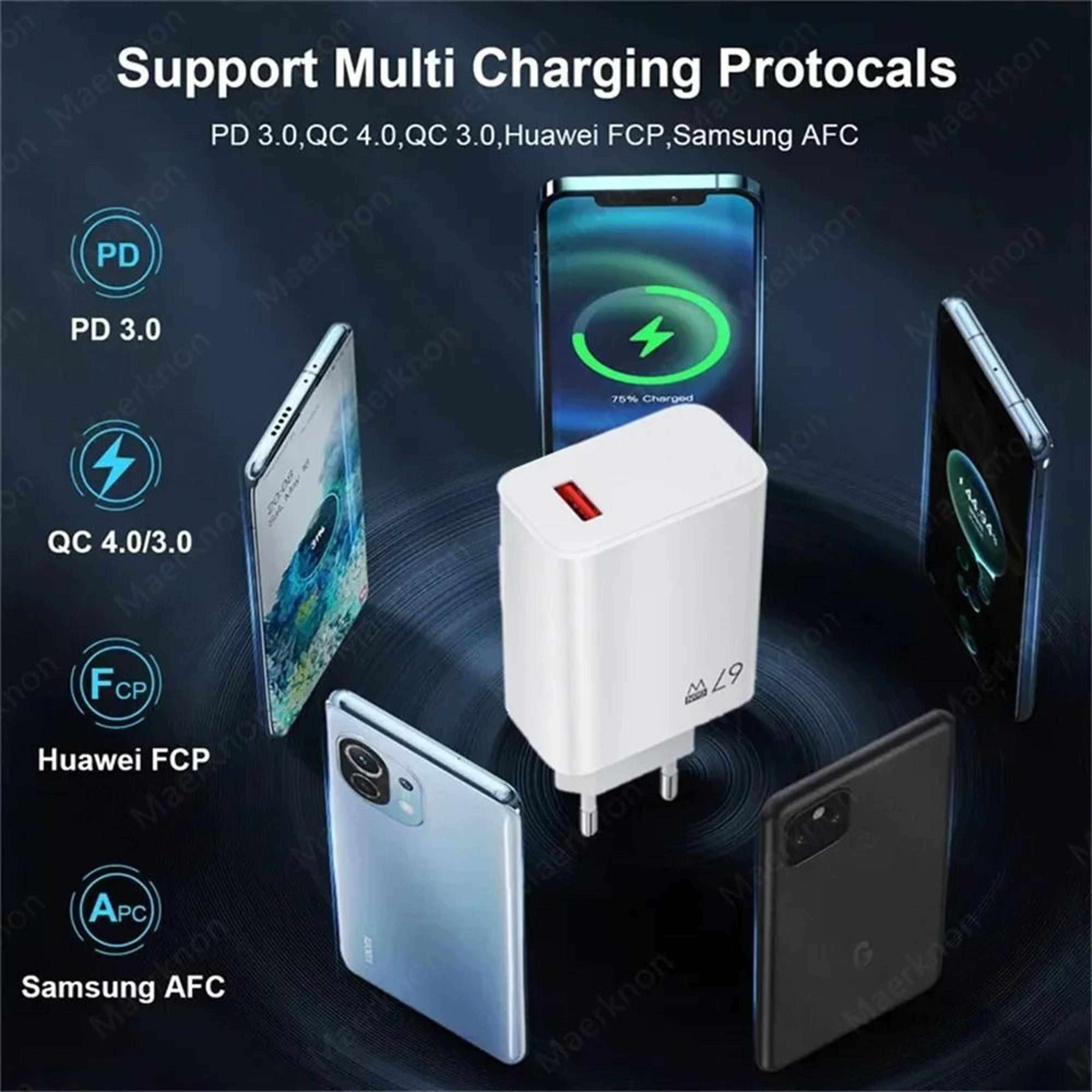 67W GaN Super Fast Charging Wall Adapter With 10A TypeC Quick Charge Cable 4