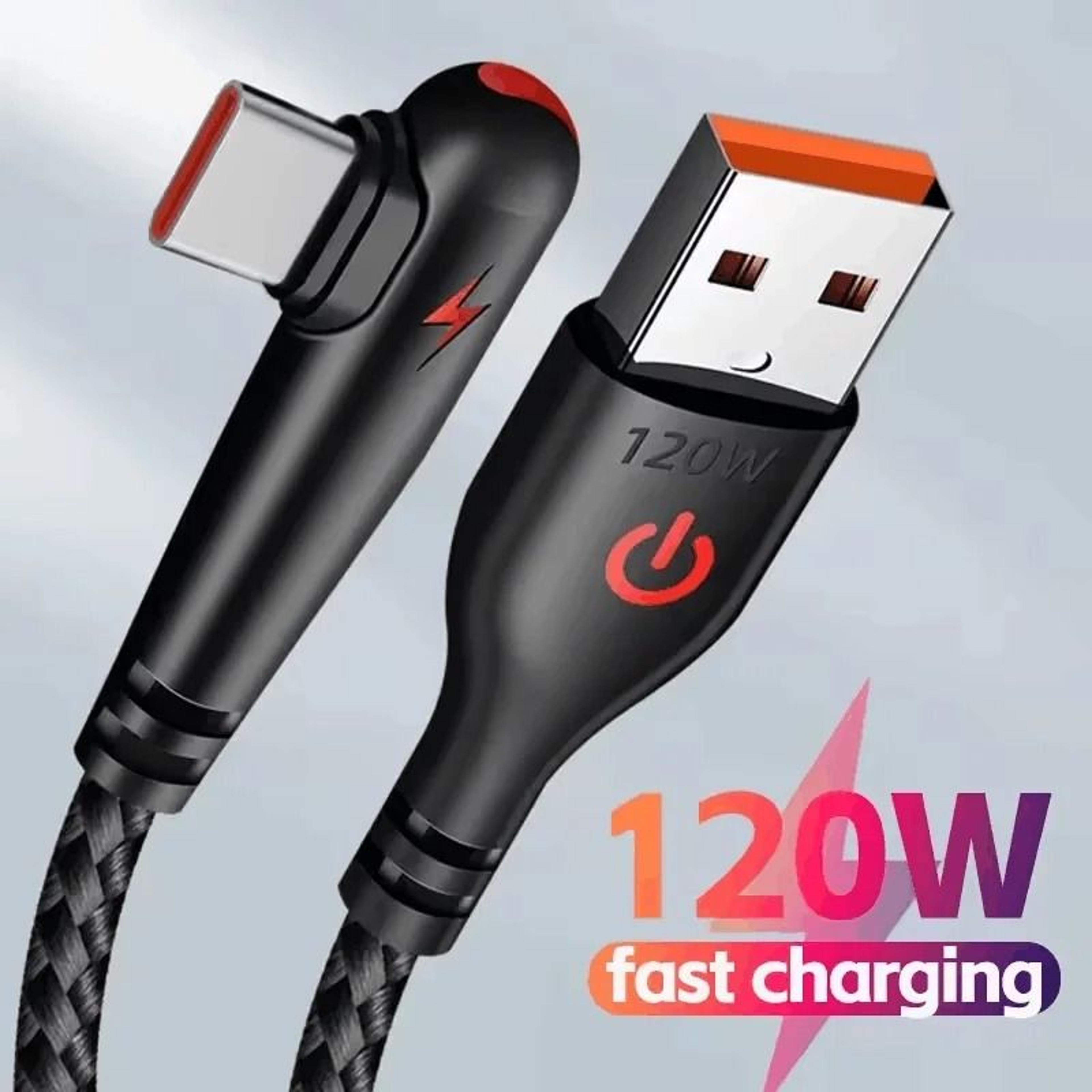90Degree HighFidelity 120W Super Fast Charging Elbow USBC Data Cord 0