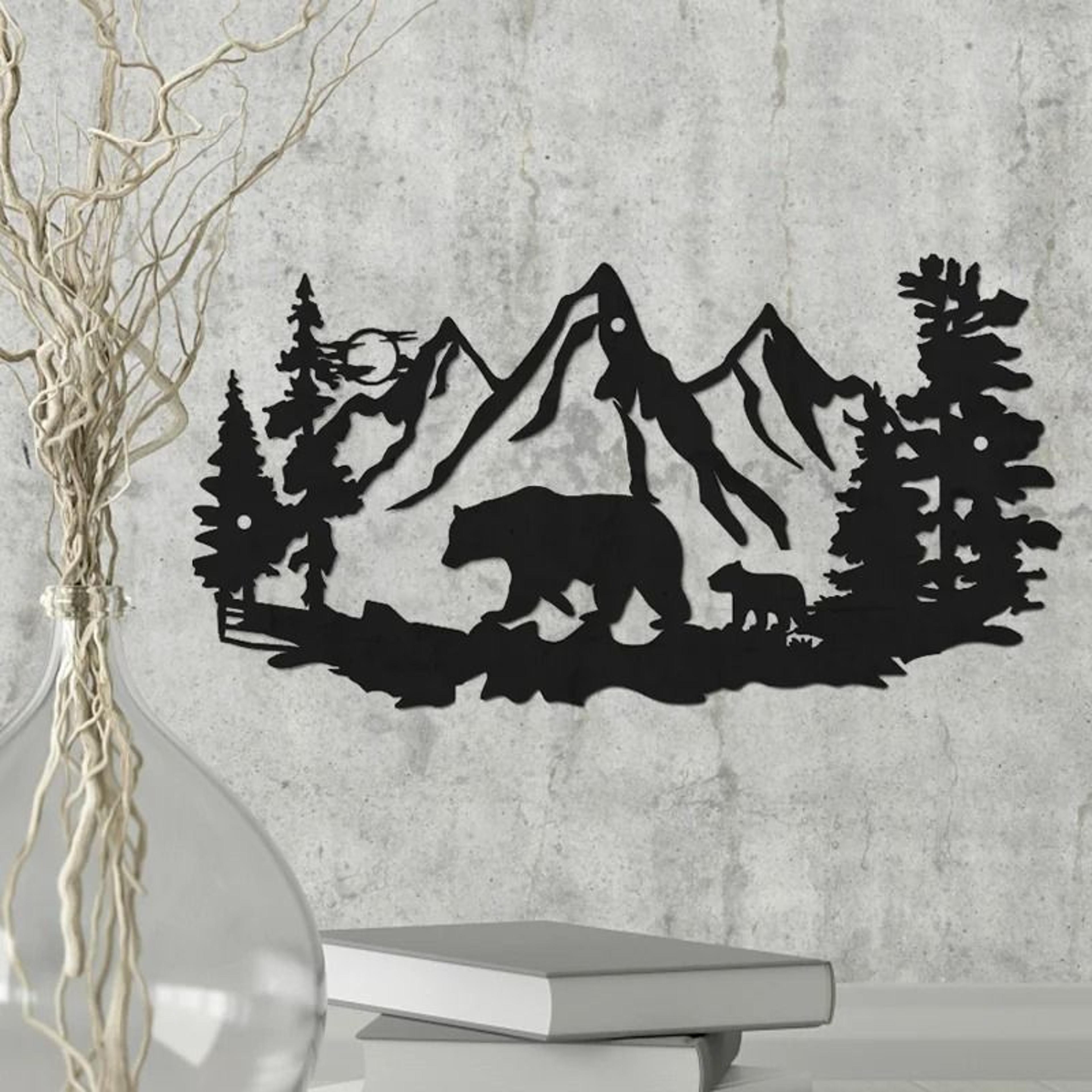 Rustic Wilderness Bear Metal Wall Art 2
