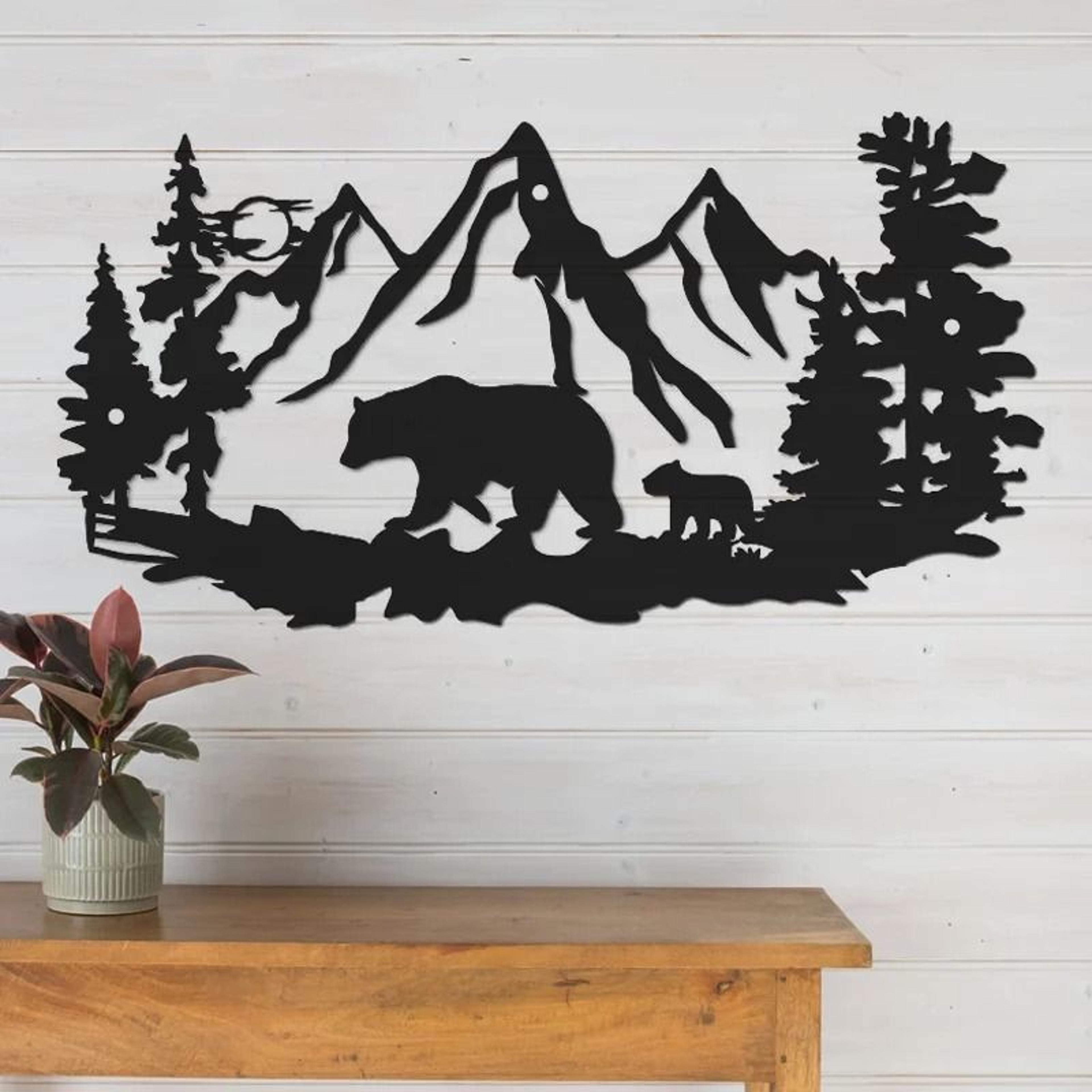 Rustic Wilderness Bear Metal Wall Art 3