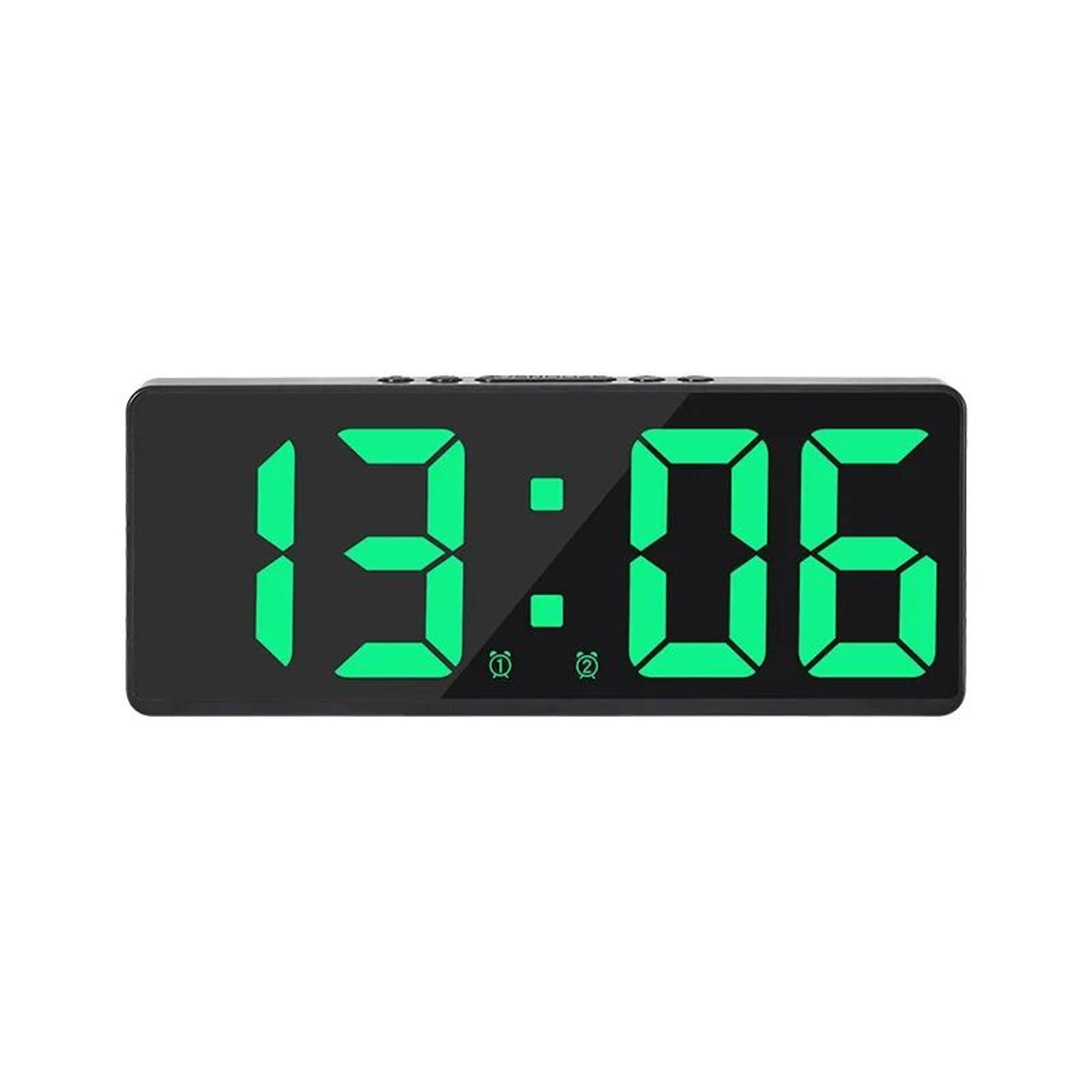 Modern Rainbow LED Mirror Digital Alarm Clock With Voice Control 12
