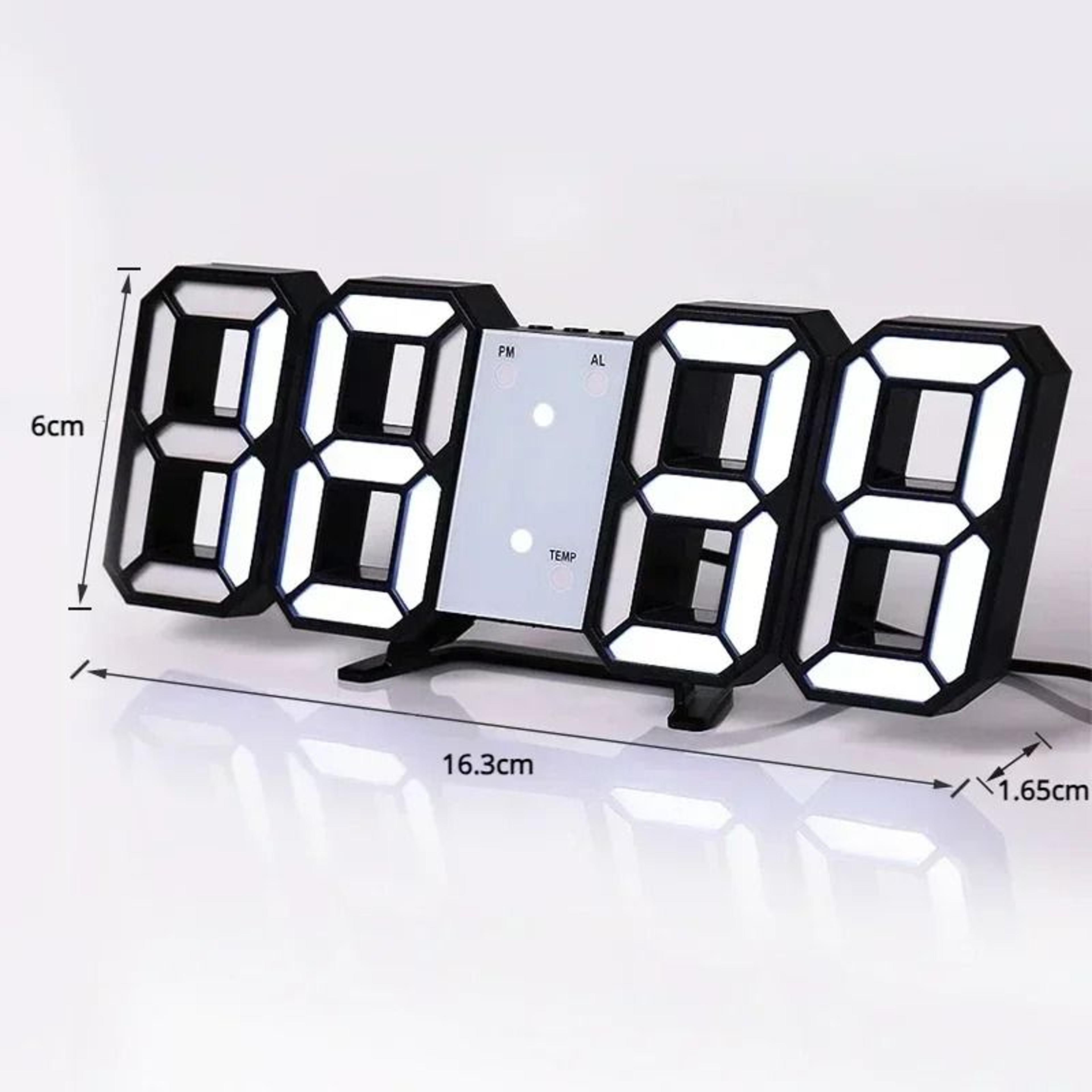 Modern 3D LED Digital Wall Clock With Glow Night Mode And Temperature 4