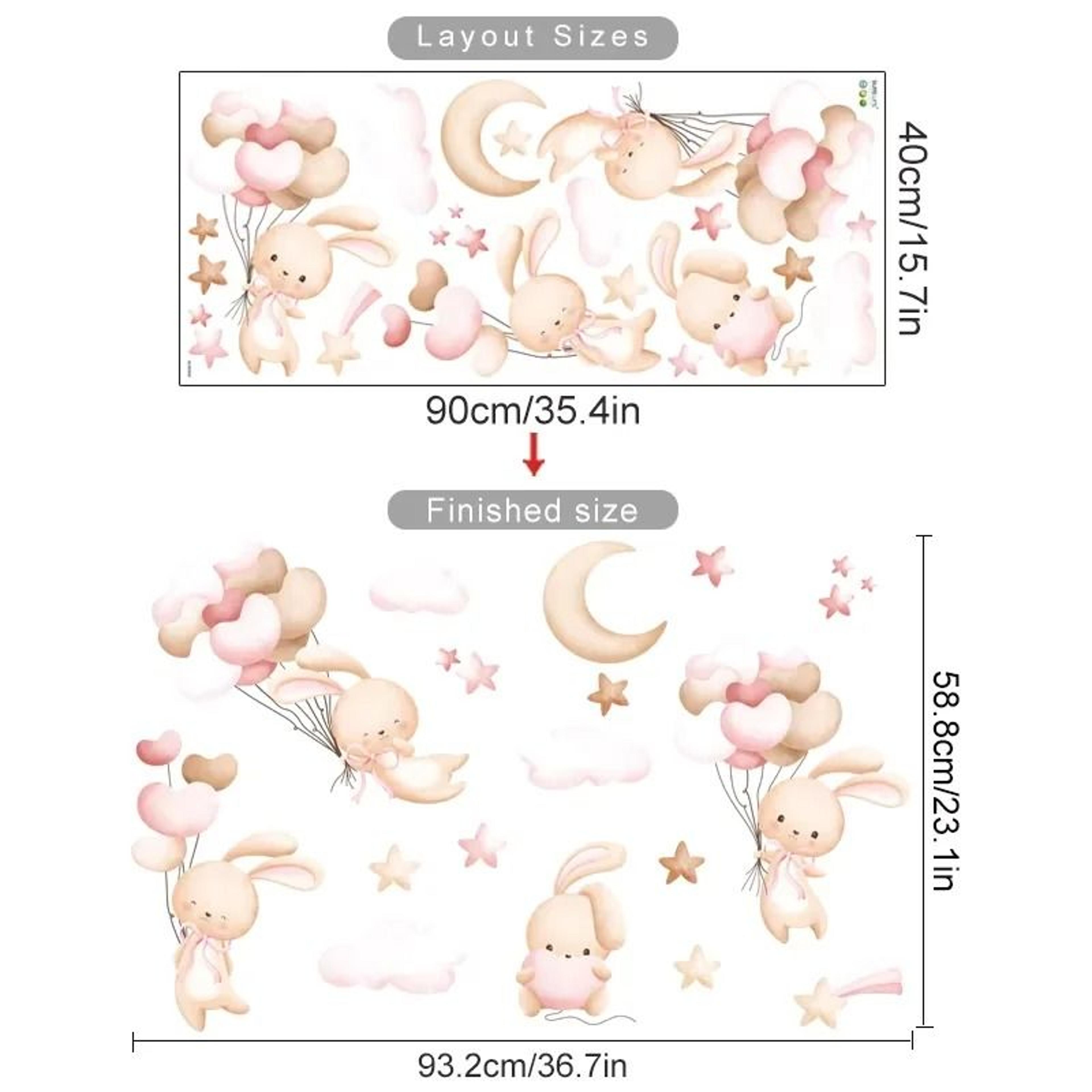 Pink Cartoon Bear With Floating Balloons Wall Stickers For Kids  Nursery 8