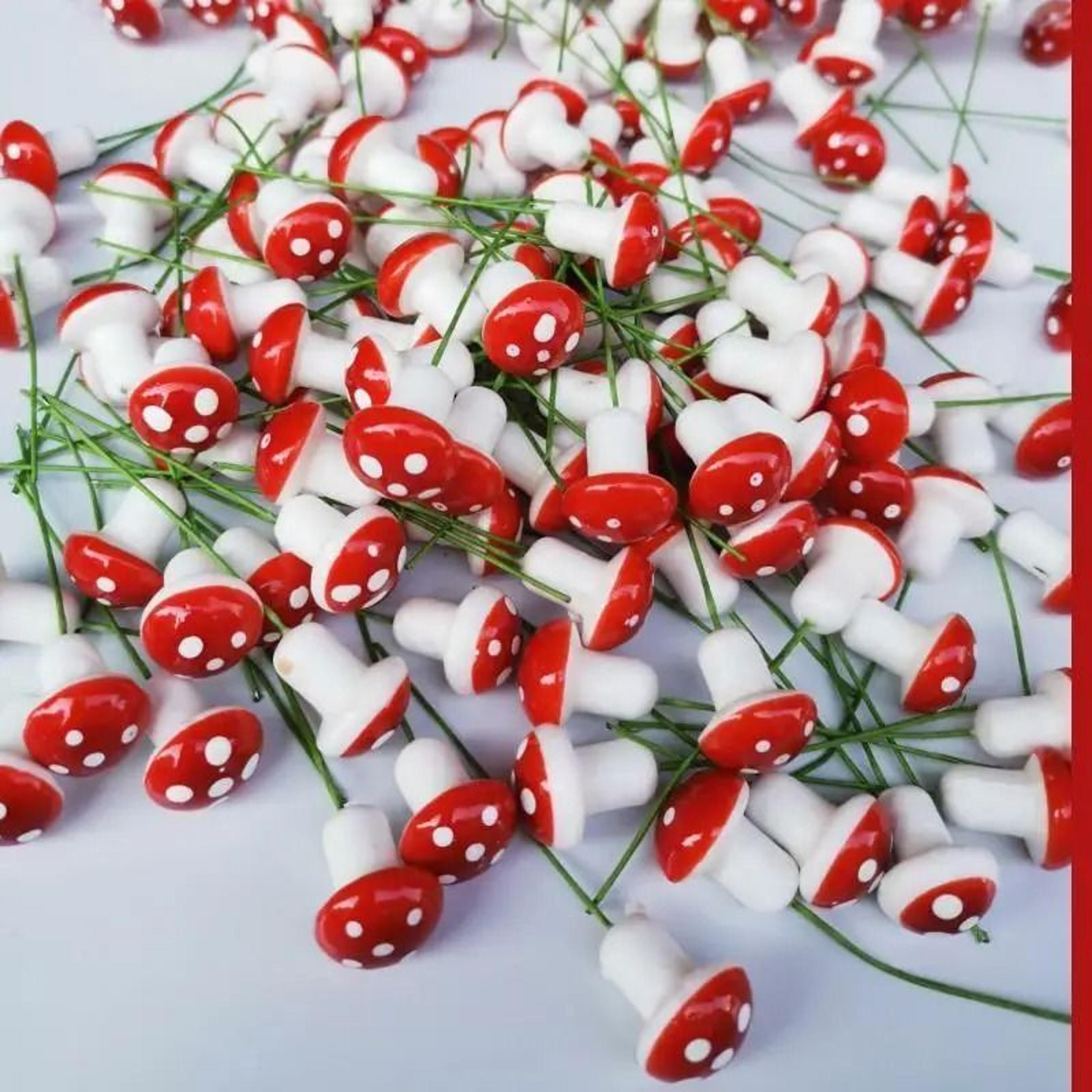 Bulk Mini Foam Mushroom Miniatures  Red Spotted Fairy Garden  Bonsai Decor 1