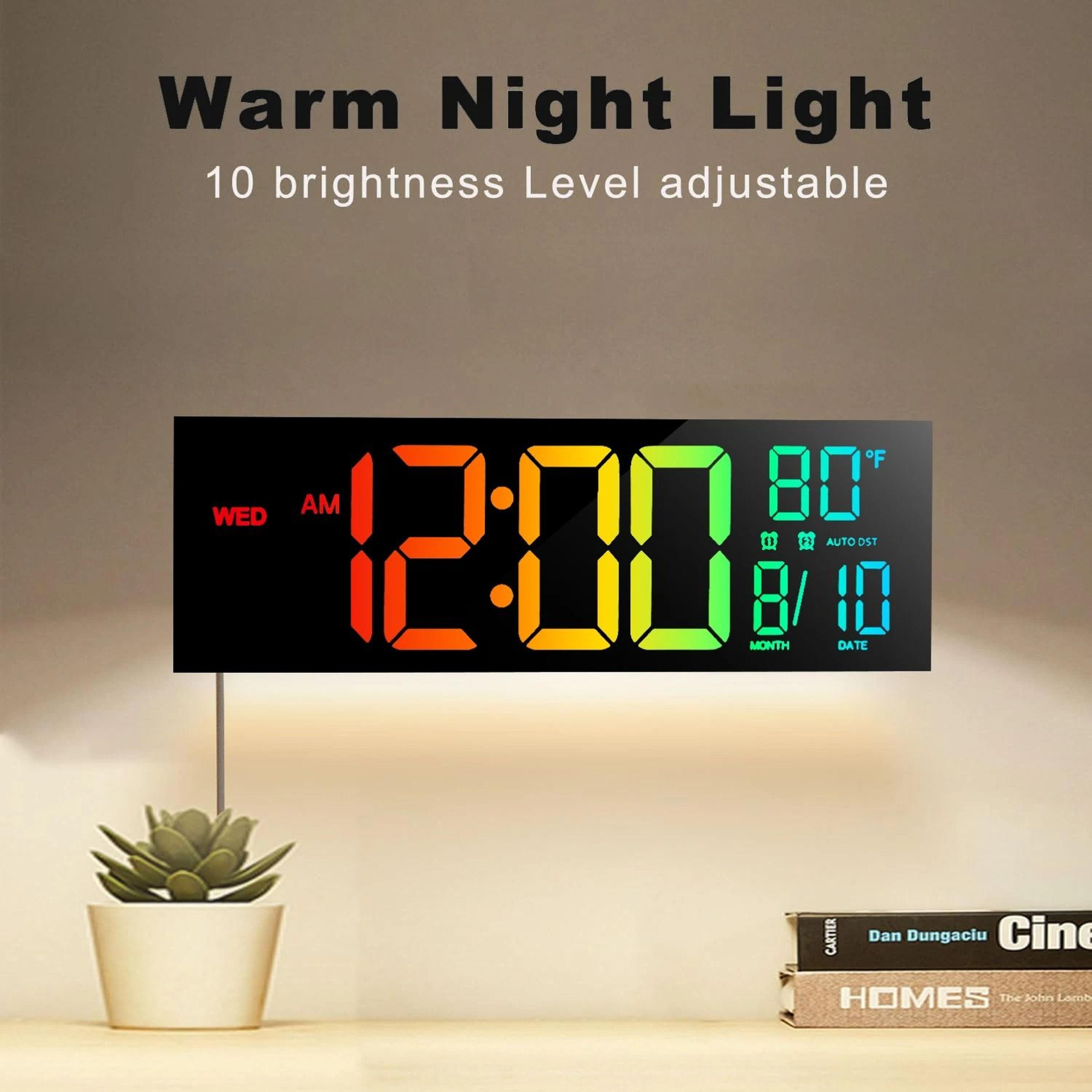 16 Large Digital Wall Clock  RGB LED Display With Remote  Automatic Dimmer 3