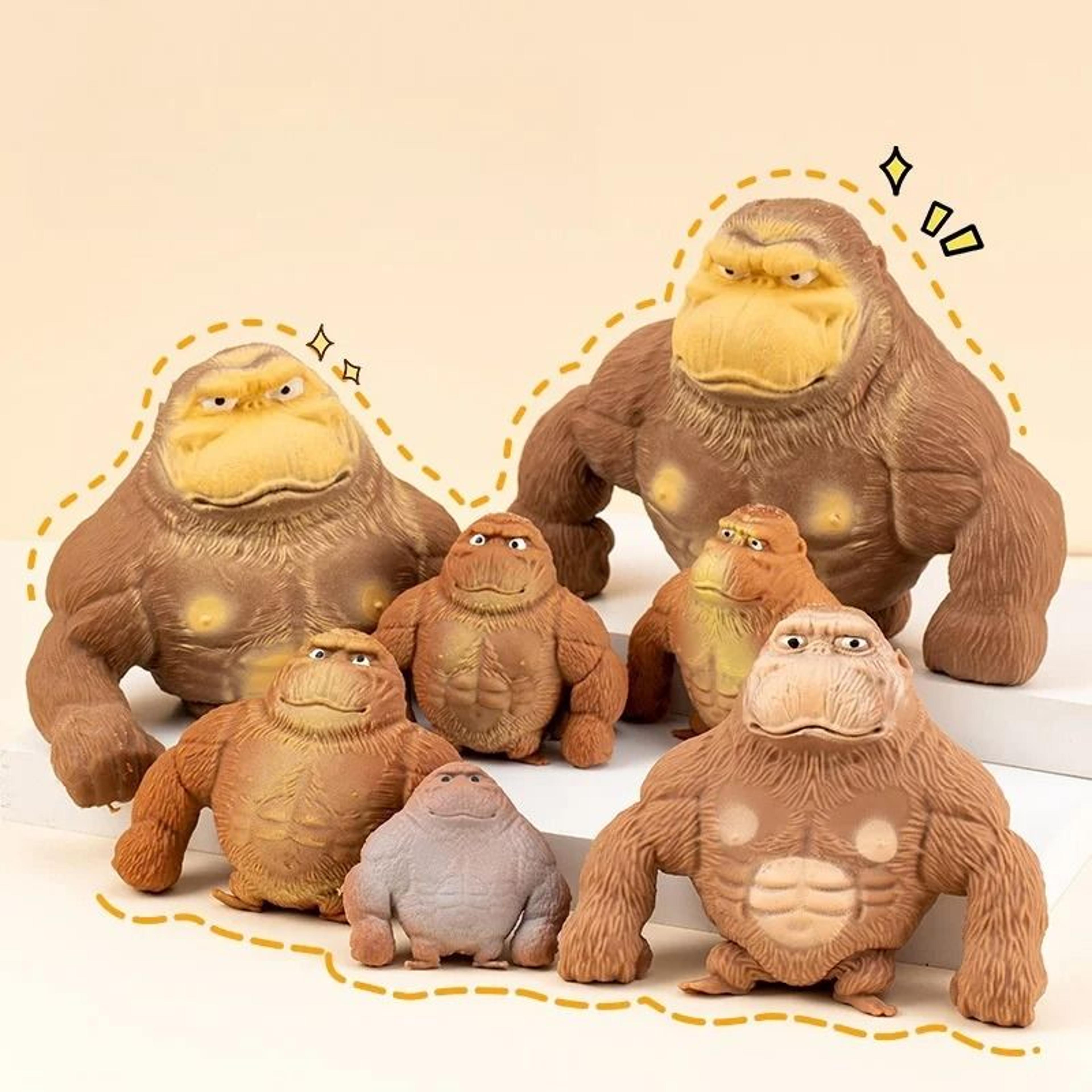Stretchable Gorilla Figurine  Humorous Expression Monkey Statue  Squeeze Stress Toy 0