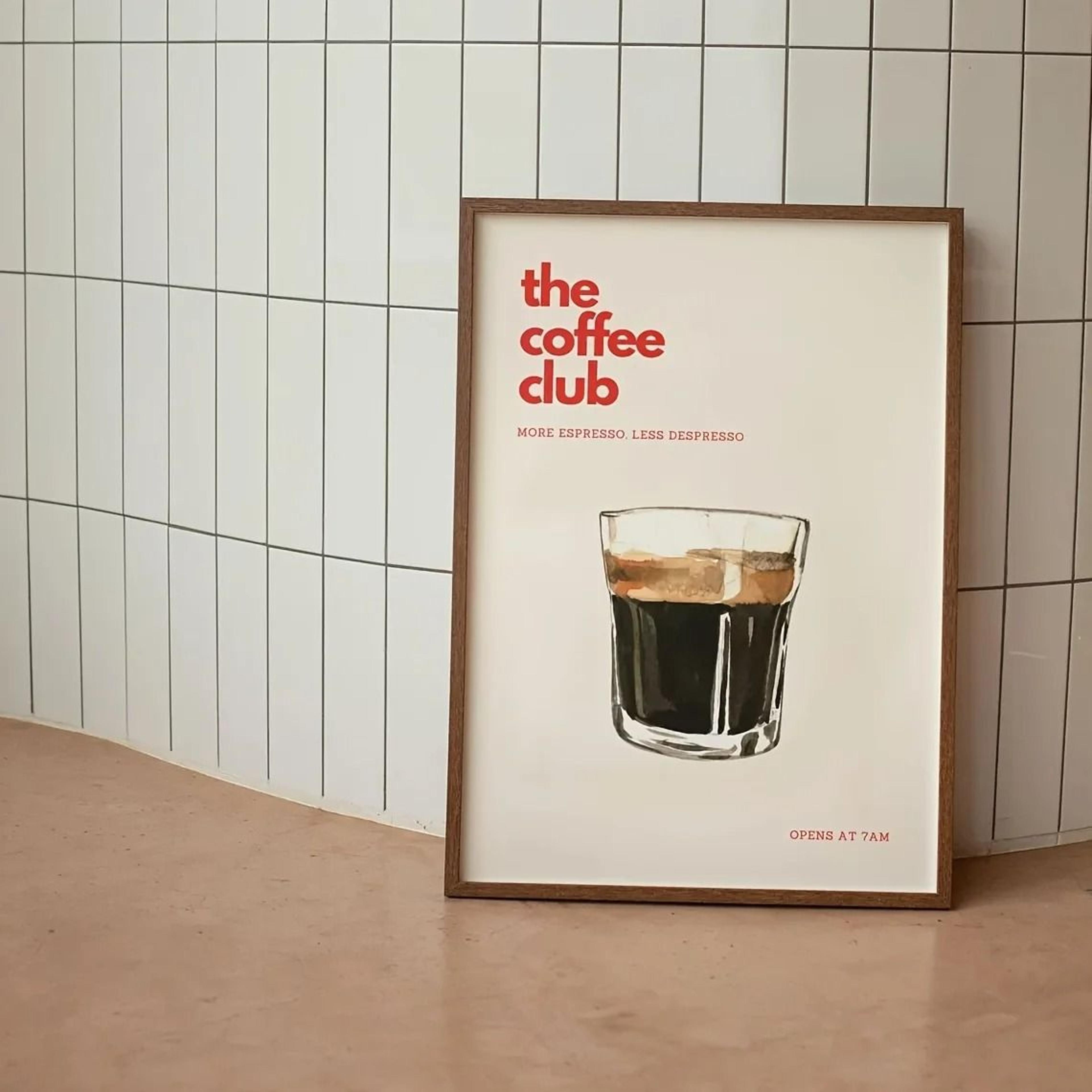 retro coffee club canvas print | chic minimalist beverage wall art