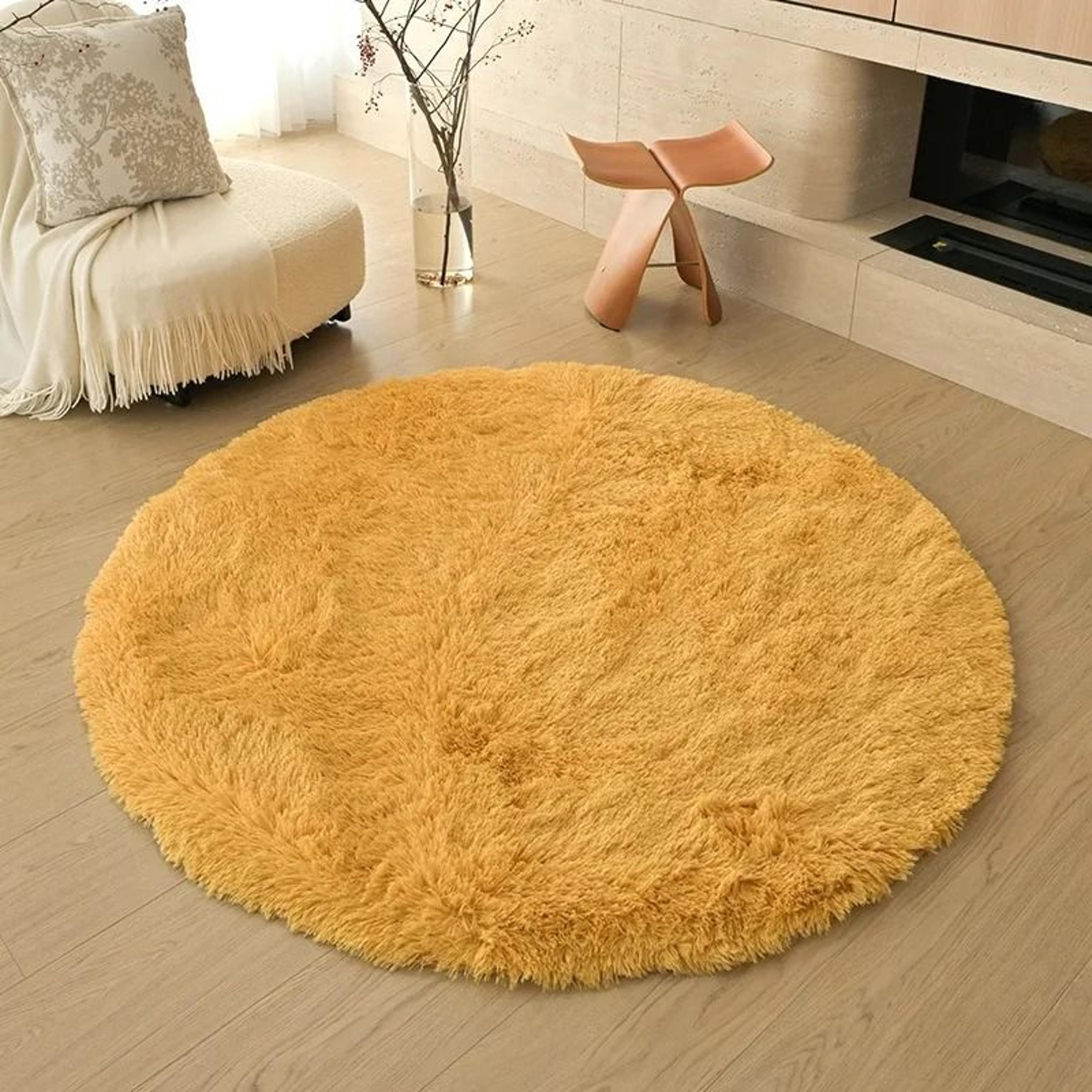 ultra-soft circular plush rug | fluffy nursery play mat & bedroom floor decor