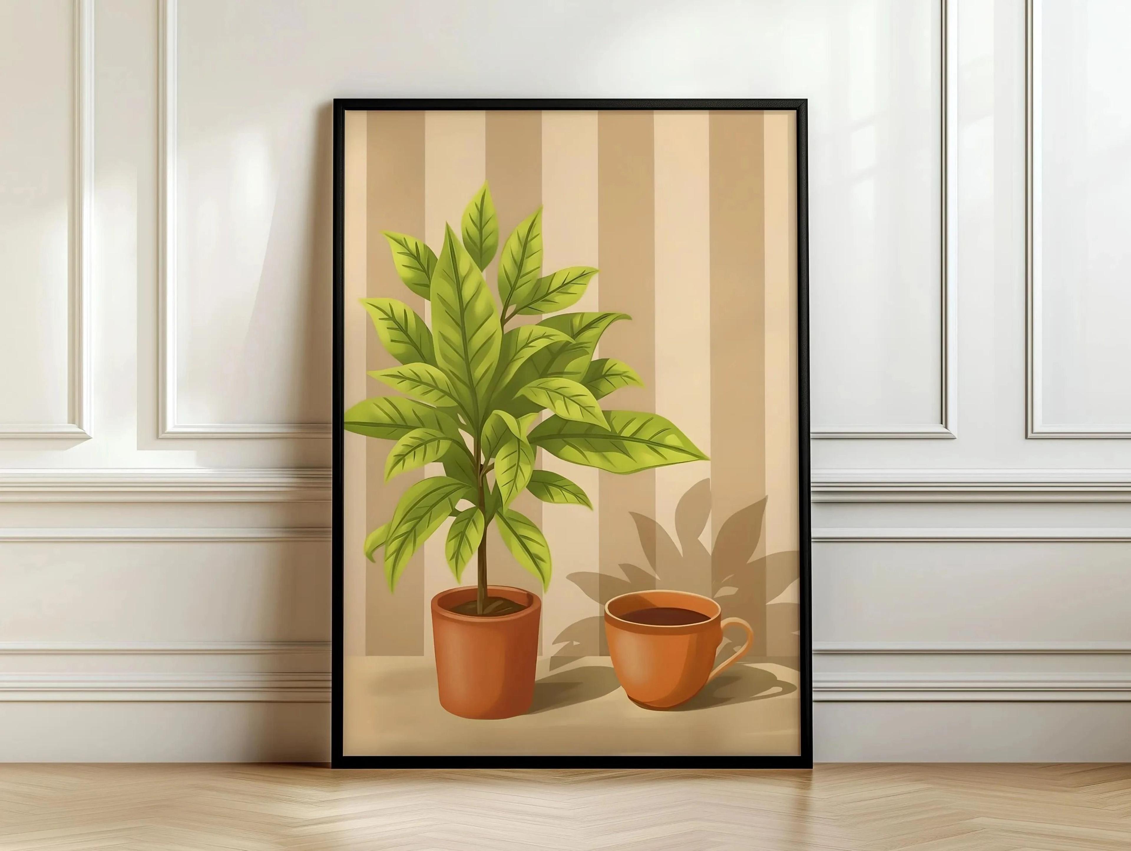Retro Coffee Stripes Canvas Print  Minimalist Kitchen  Restaurant Wall Art 18