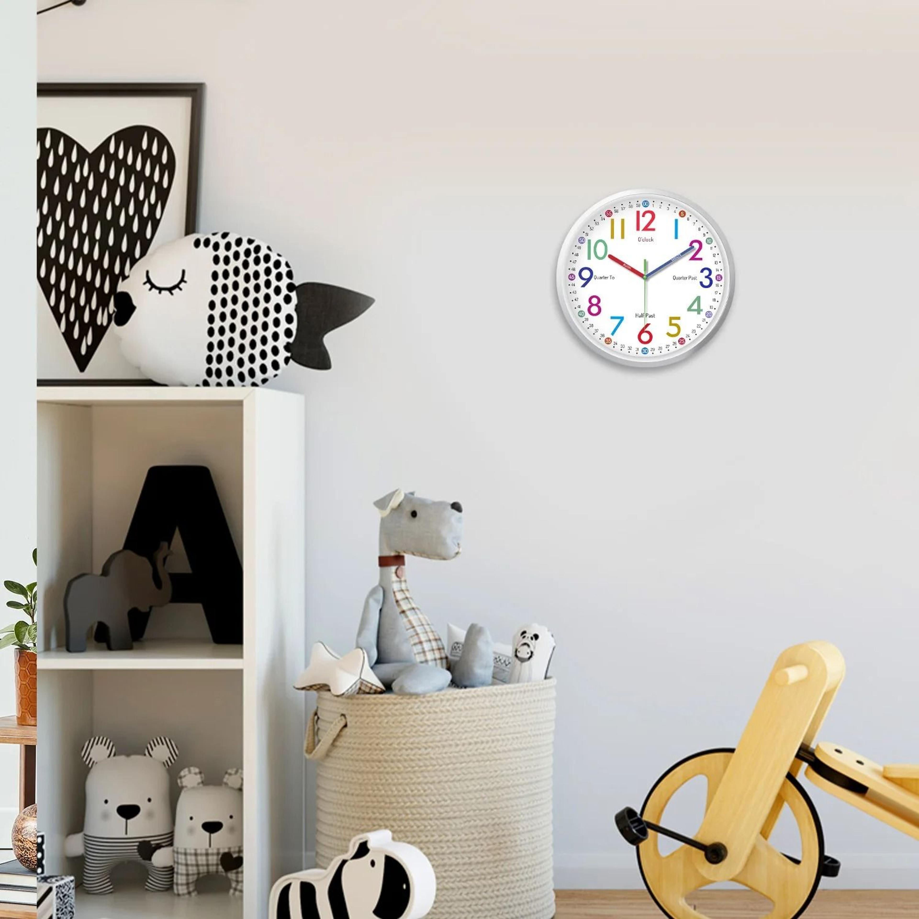 8Inch Educational Wall Clock  Silent Rainbow Quartz Clock For Kids  Home Decor 1