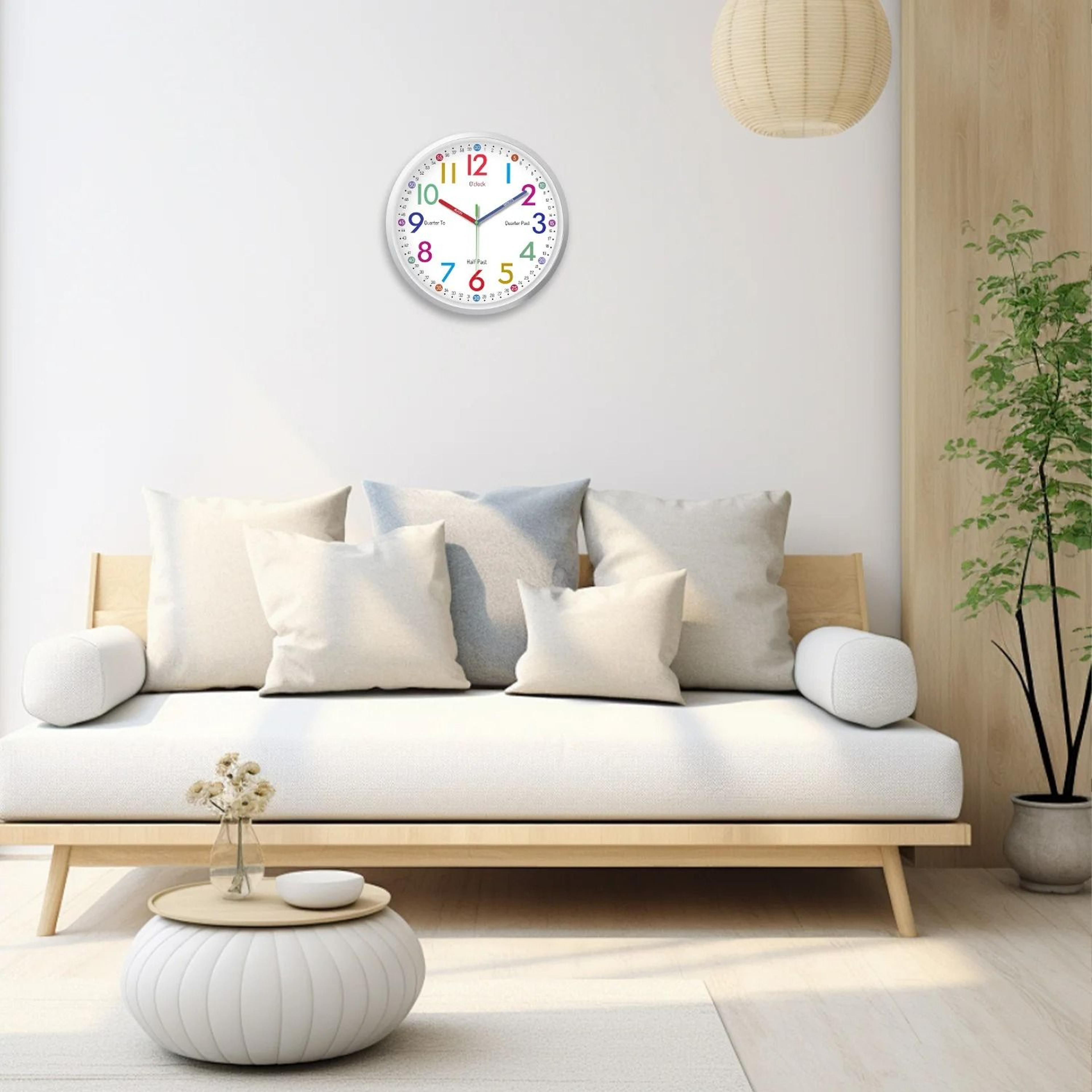 8Inch Educational Wall Clock  Silent Rainbow Quartz Clock For Kids  Home Decor 3
