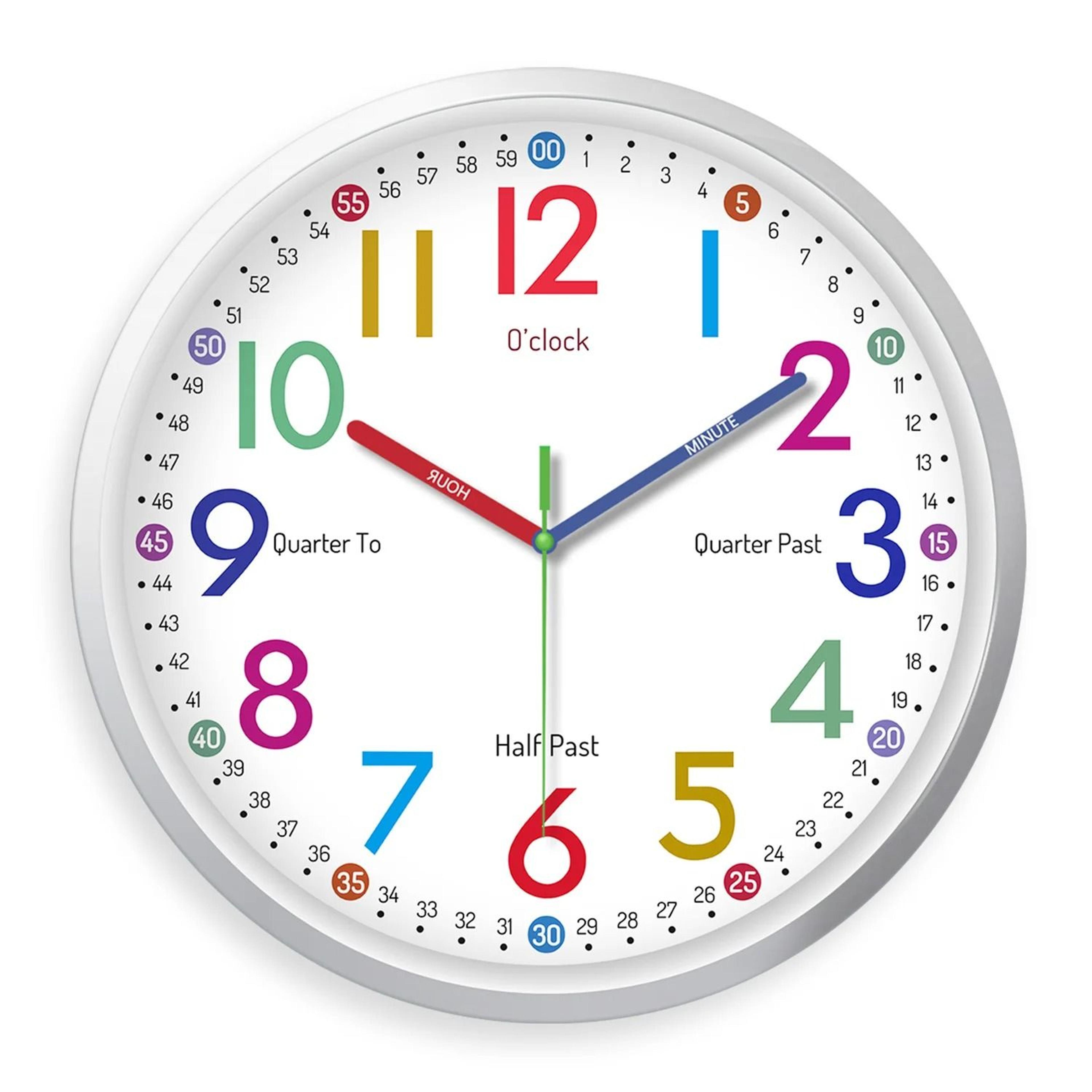 8Inch Educational Wall Clock  Silent Rainbow Quartz Clock For Kids  Home Decor 6