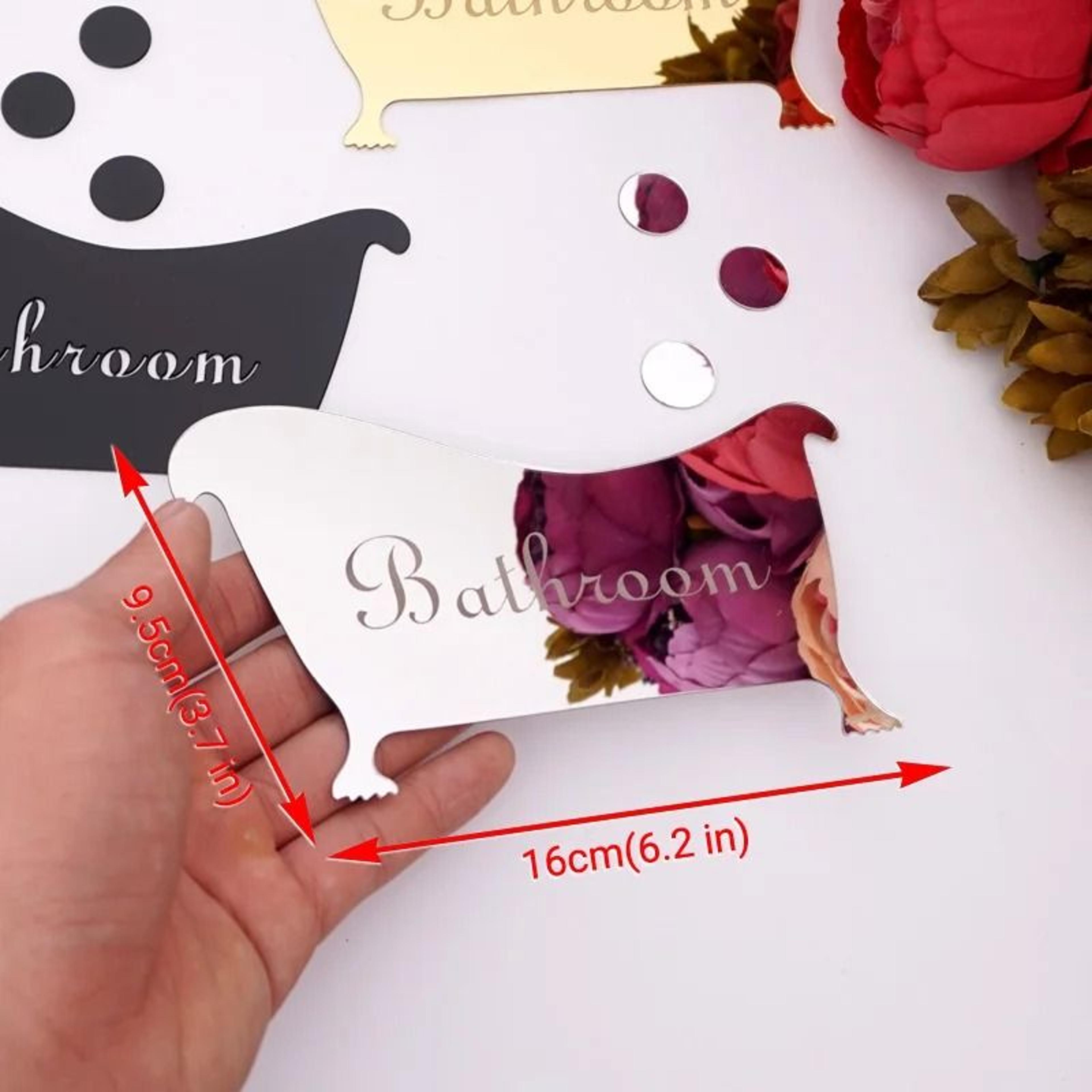 Modern Acrylic Mirror Restroom Sign  Public Area Bathroom Wall Signage Set 5