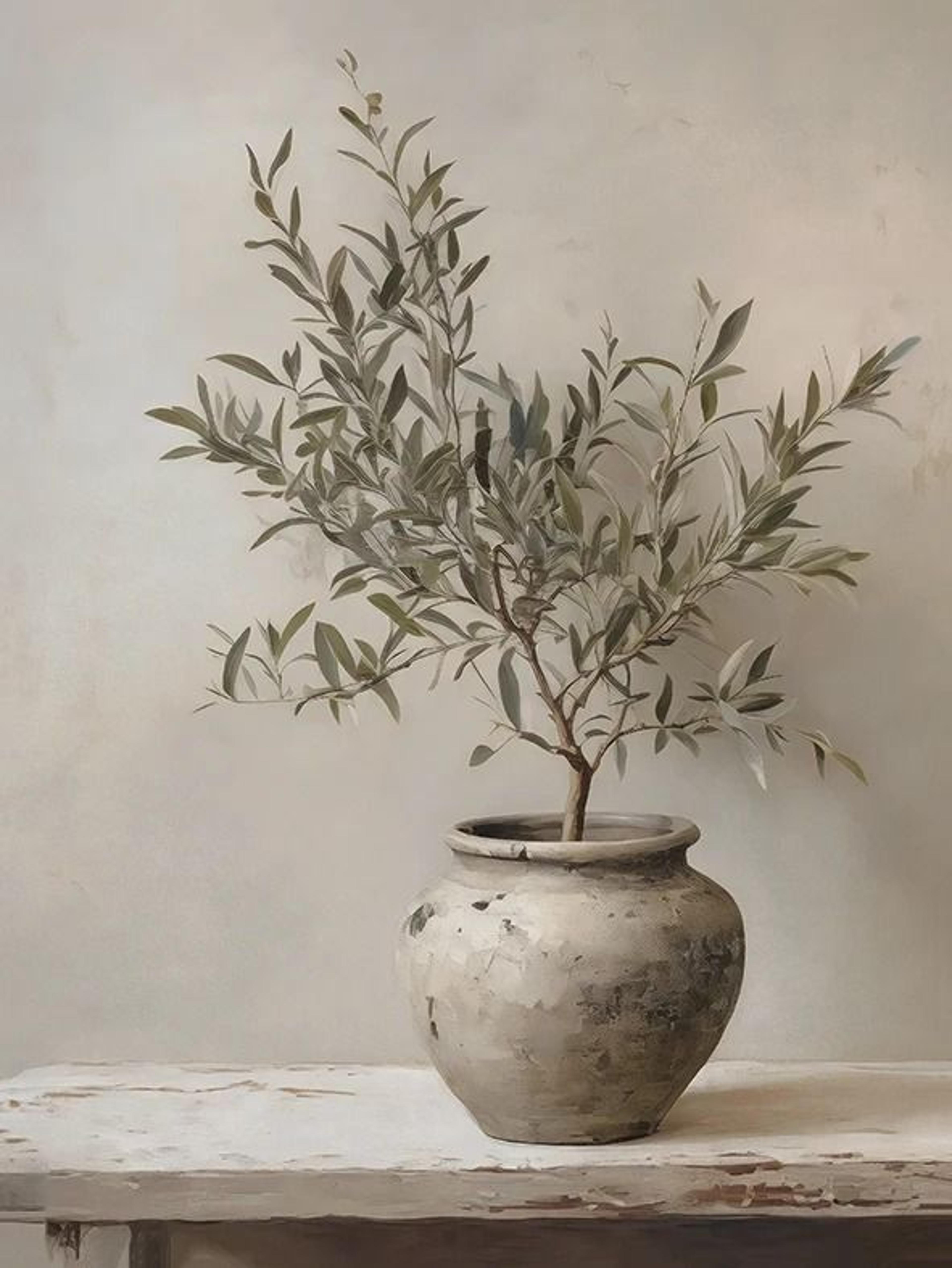 Retro Elegant Olive Tree  Lemon Canvas Poster  Vintage Mediterranean Vase Wall Art 13