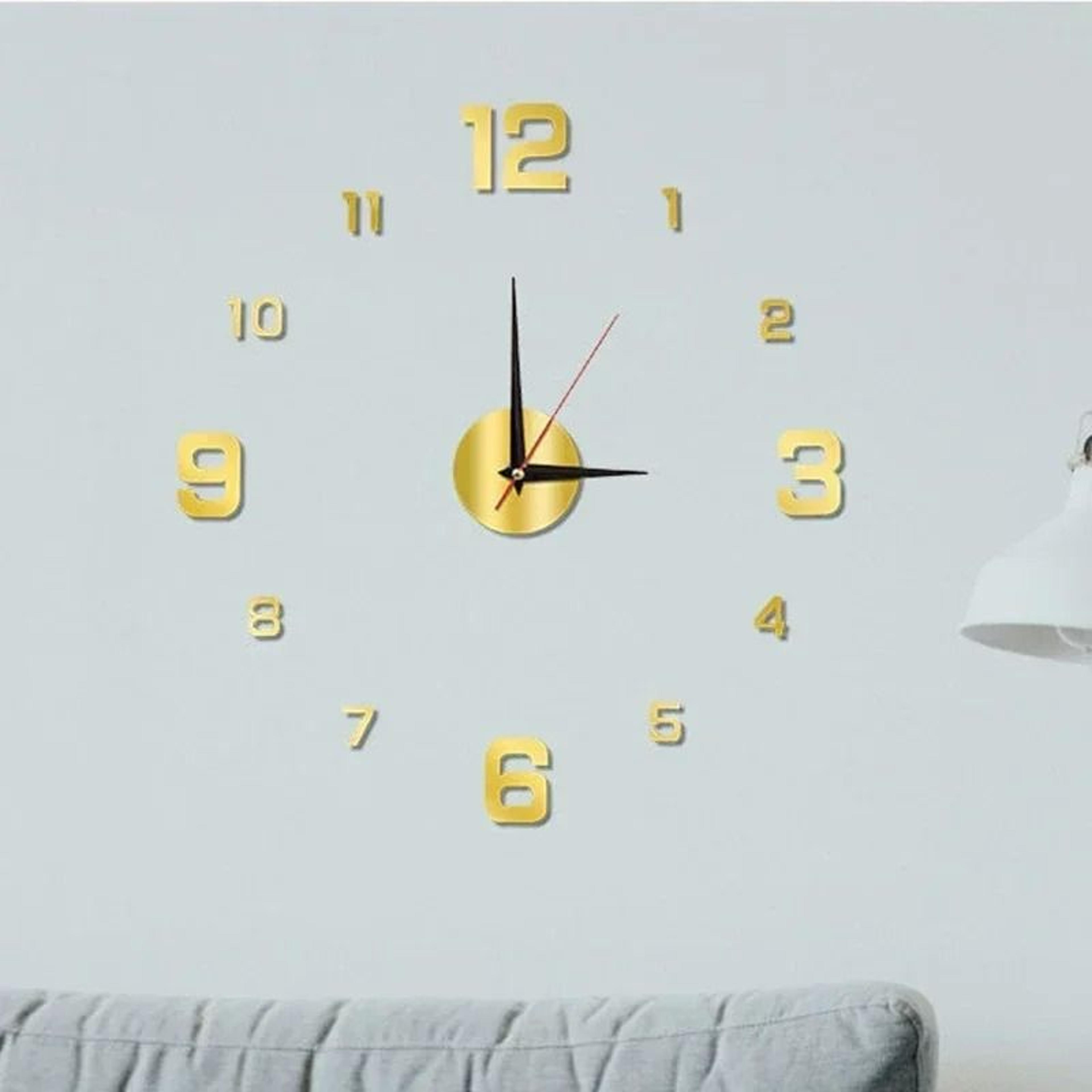 Large 3D DIY Silent Wall Clock  Modern PunchFree Wall Sticker Clock 10