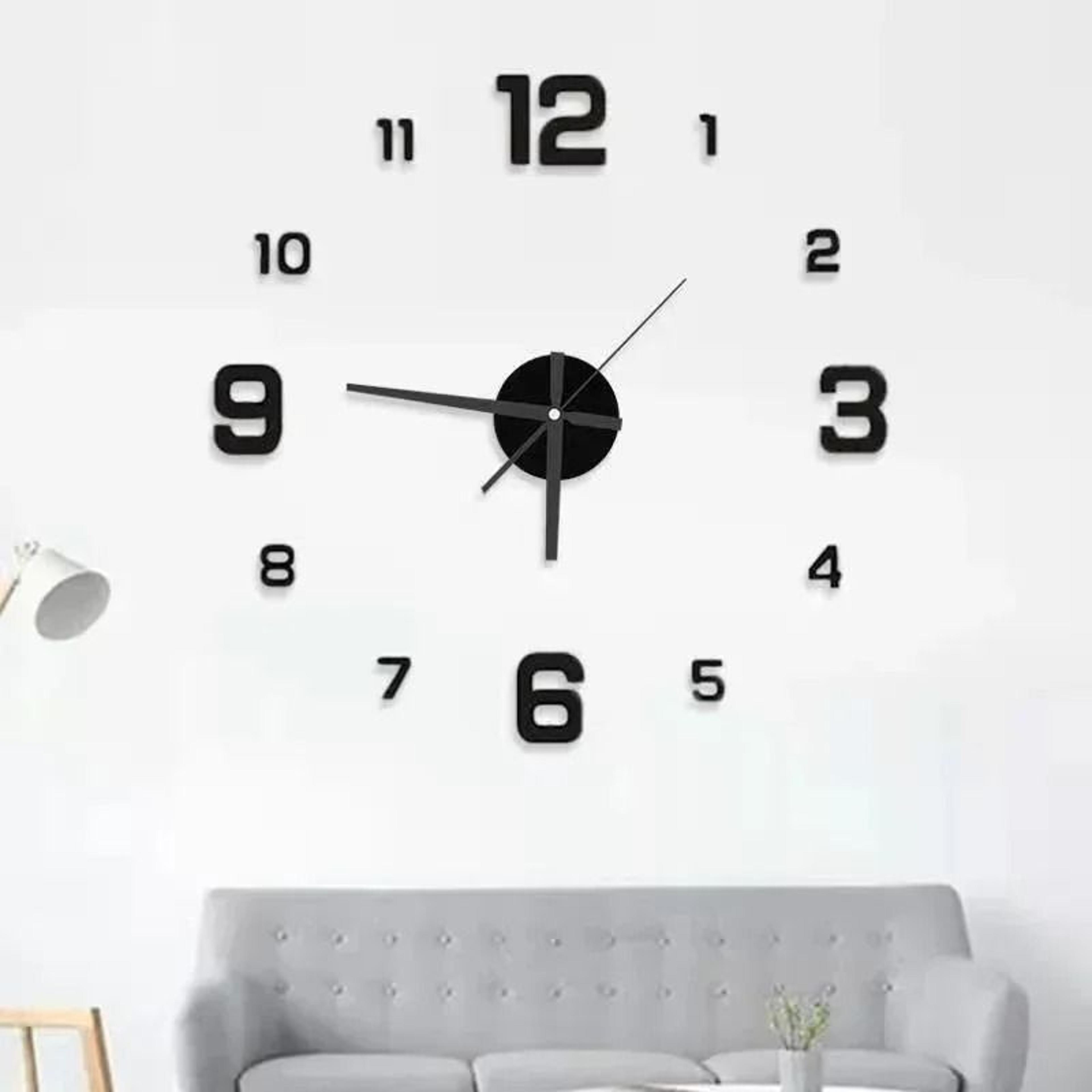 Large 3D DIY Silent Wall Clock  Modern PunchFree Wall Sticker Clock 6