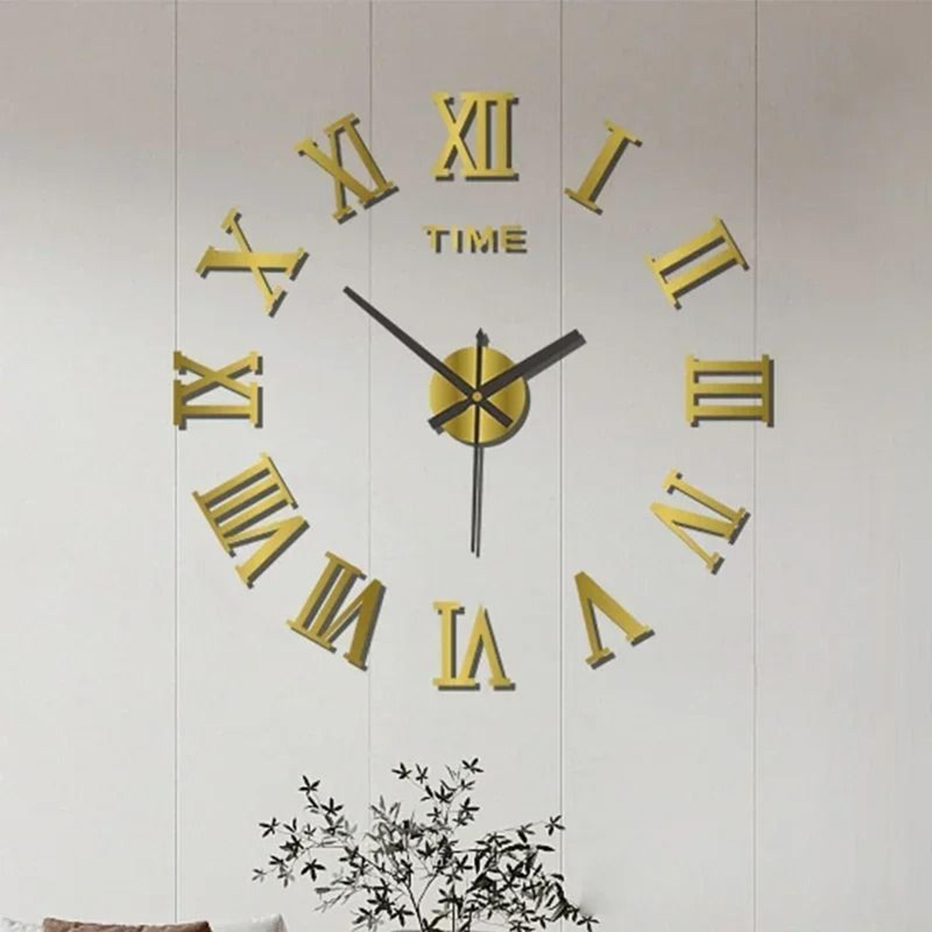 Large 3D DIY Silent Wall Clock  Modern PunchFree Wall Sticker Clock 8