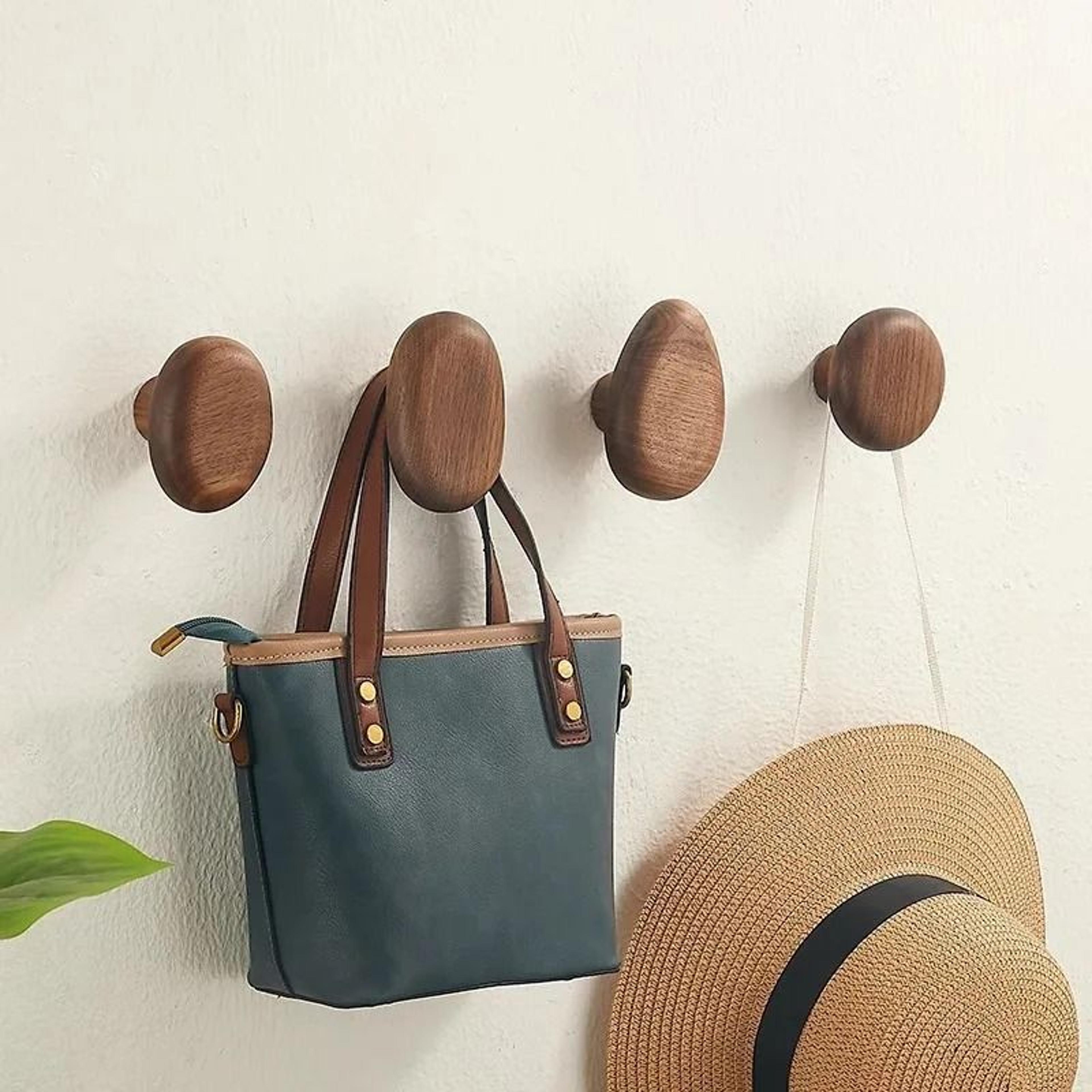 Minimalist Natural Wooden Wall Hooks  Modern Entryway Coat  Key Hanger Pegs 2
