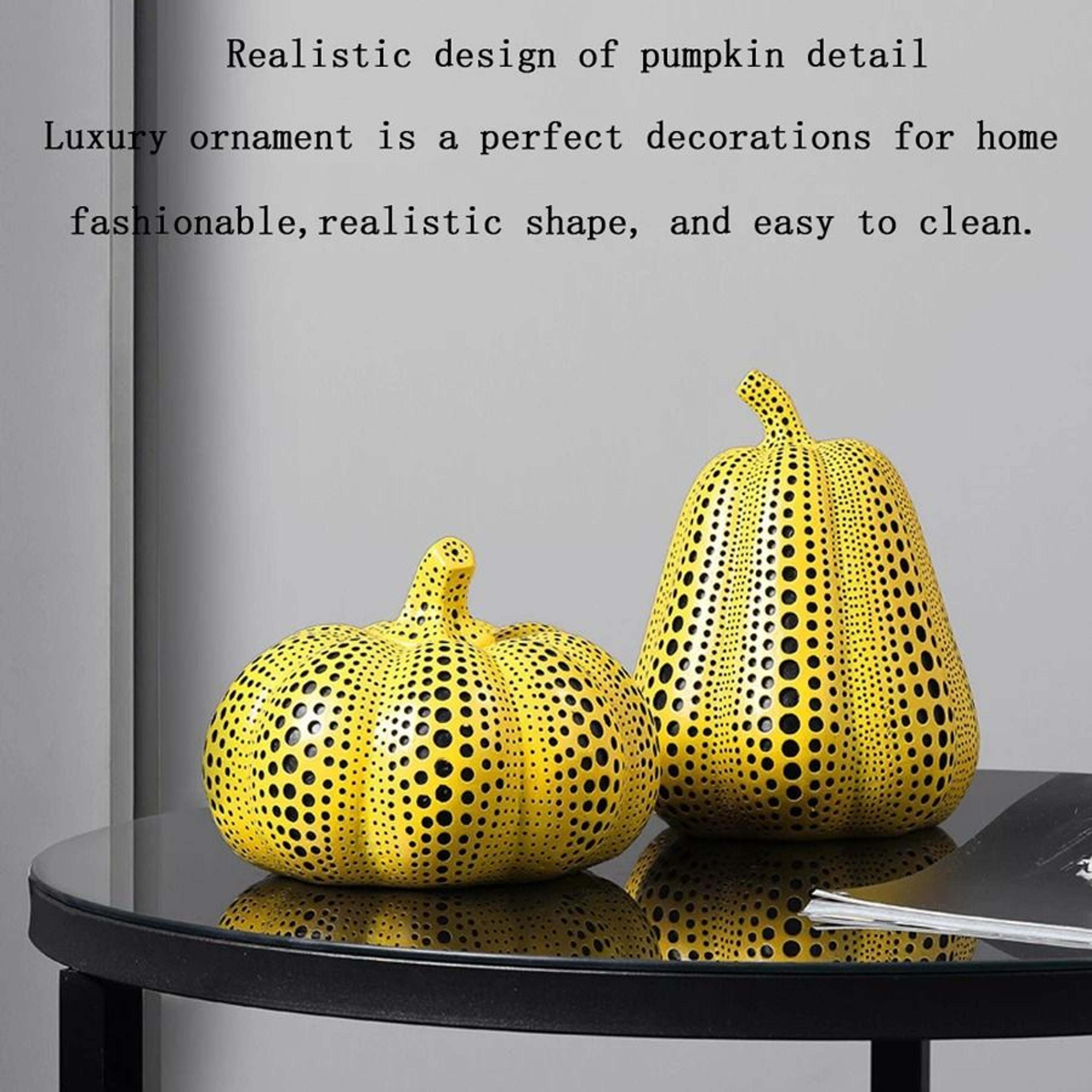Modern Yellow Wave Point Art Statues  Whimsical Animal  Pumpkin Desktop Sculptures 3