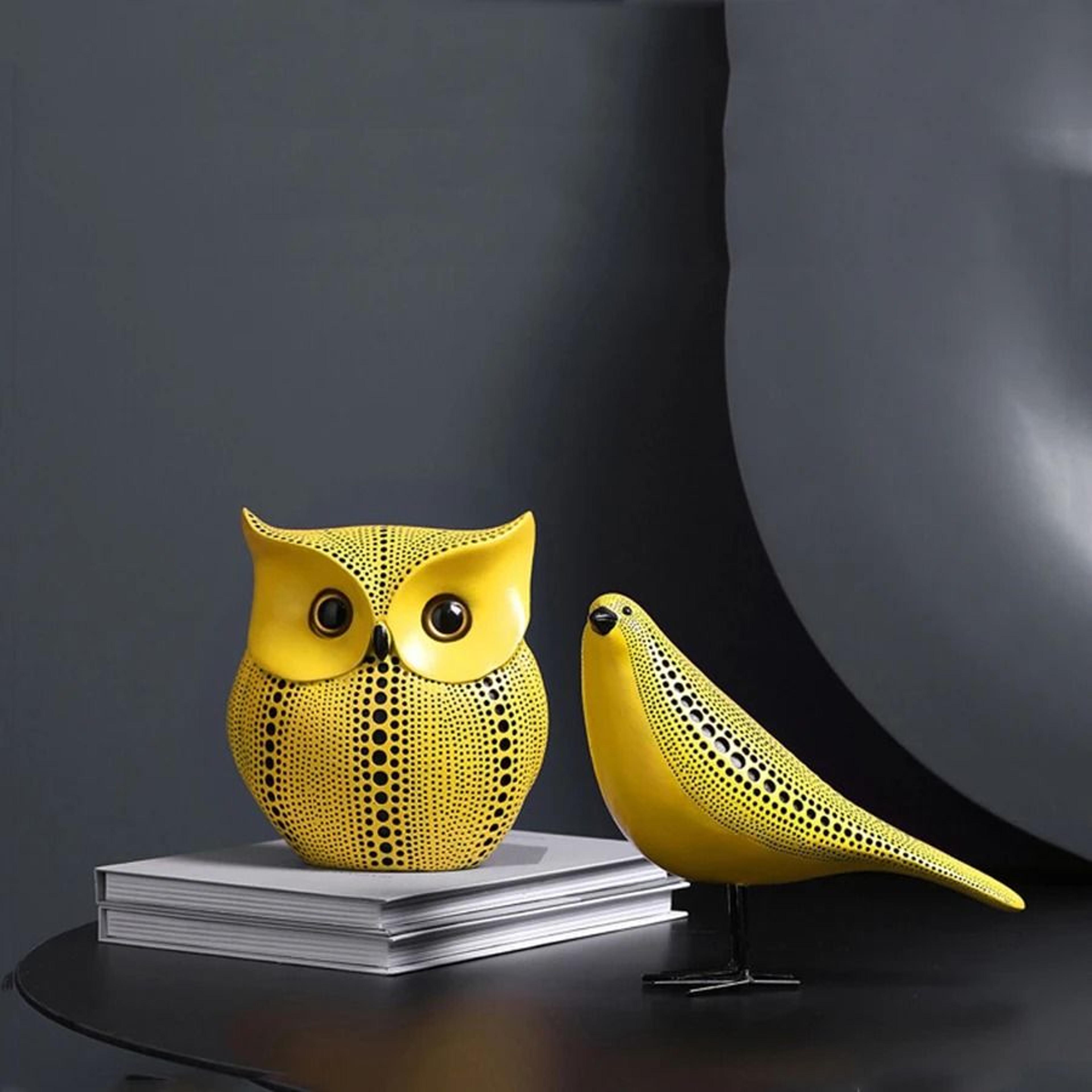 Modern Yellow Wave Point Art Statues  Whimsical Animal  Pumpkin Desktop Sculptures 4