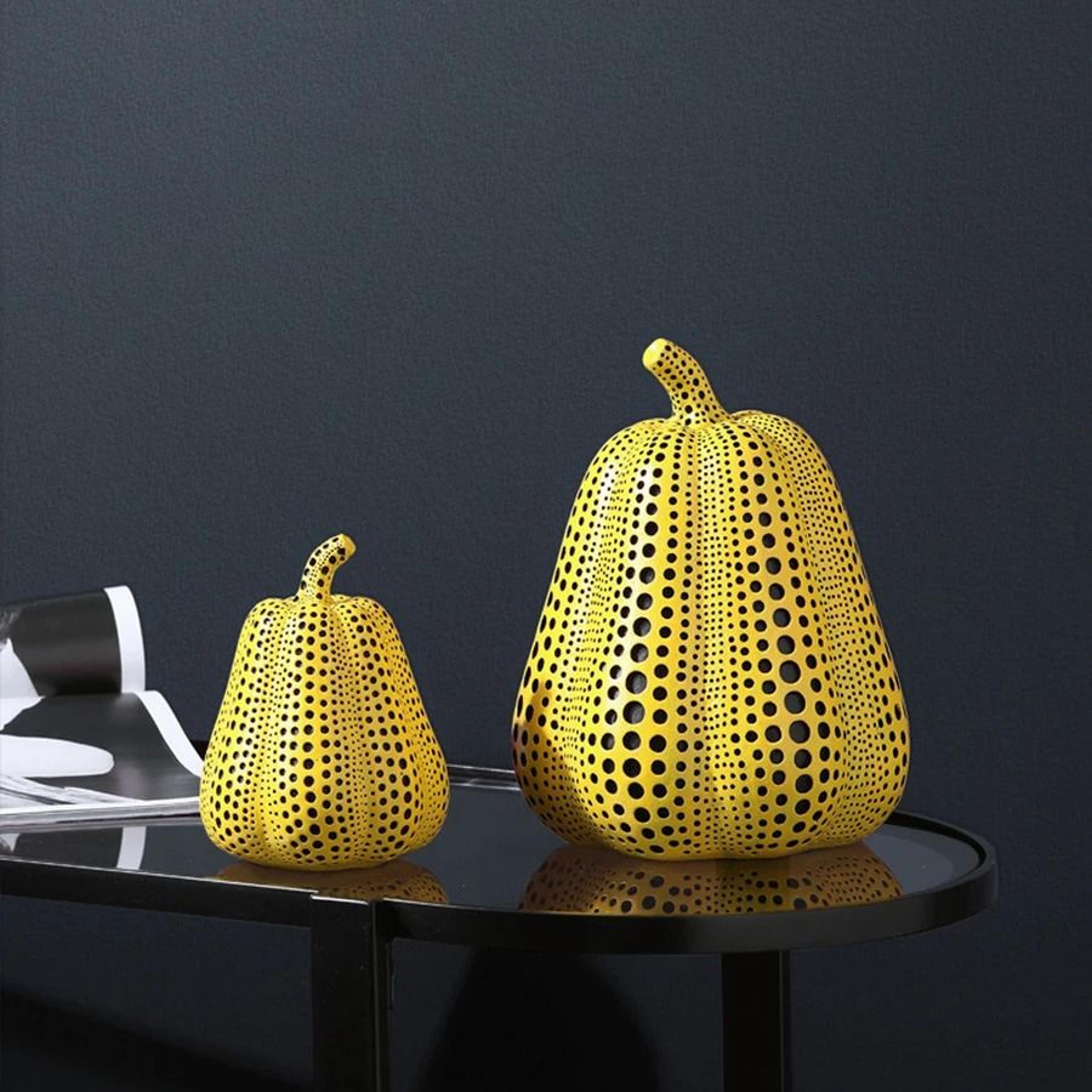 Modern Yellow Wave Point Art Statues  Whimsical Animal  Pumpkin Desktop Sculptures 5
