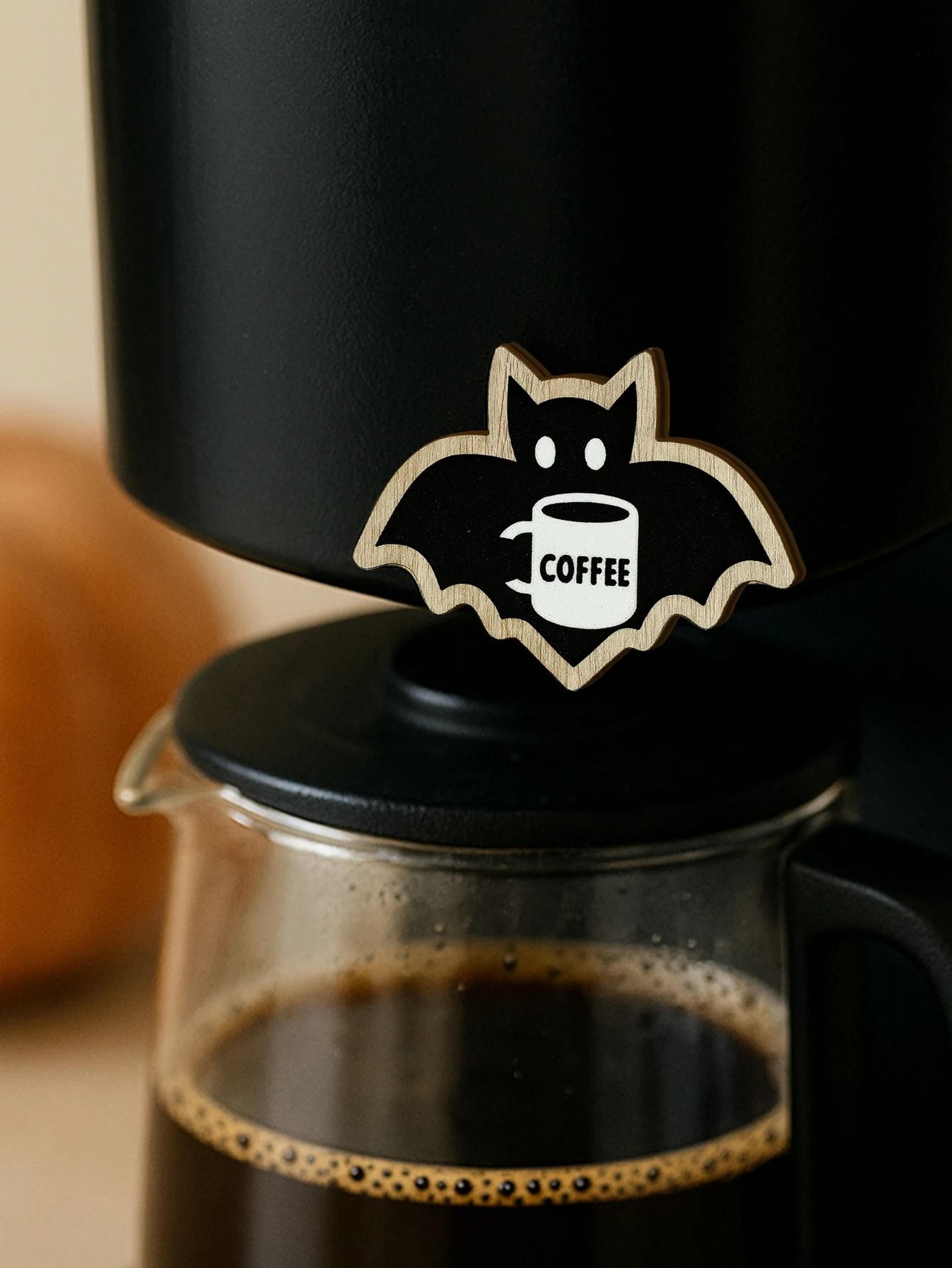 Wooden Halloween Coffee Bat Decorative Sticker  Cute Bat Wall  Refrigerator Decor 1