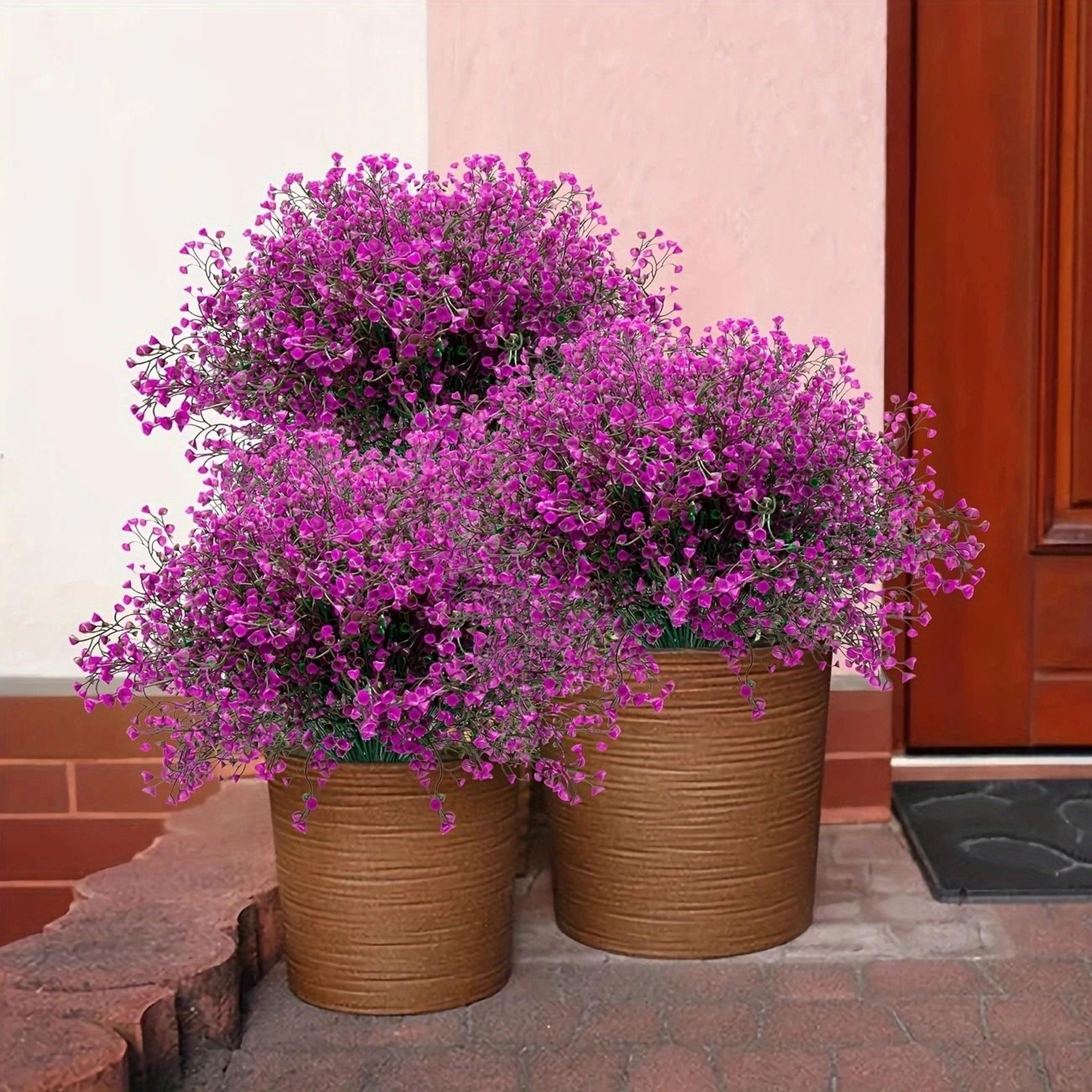12 Bunches Outdoor Artificial Flowers  UV Resistant Plastic Shrubs  Fake Greenery For Window Boxes 2