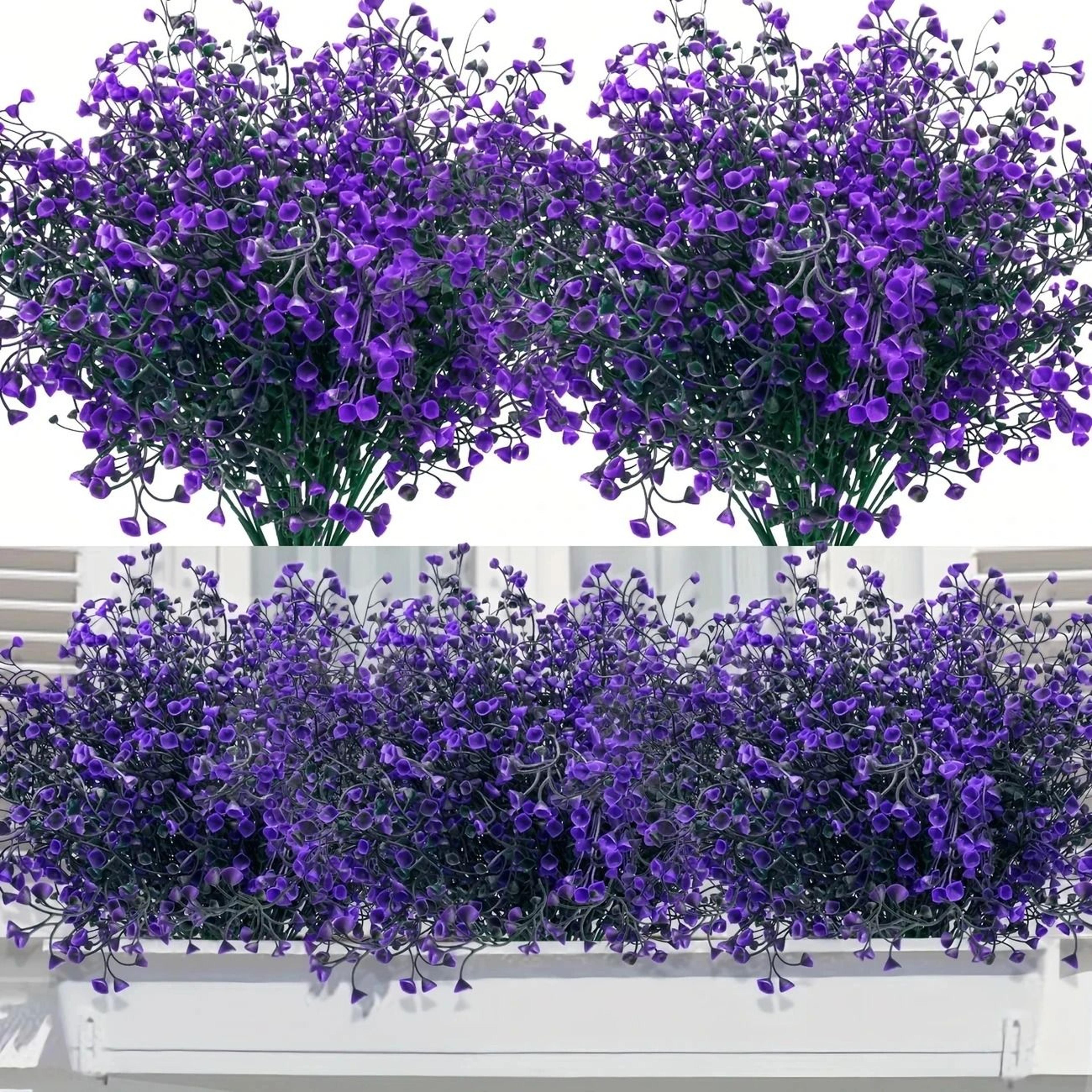 12 Bunches Outdoor Artificial Flowers  UV Resistant Plastic Shrubs  Fake Greenery For Window Boxes 6
