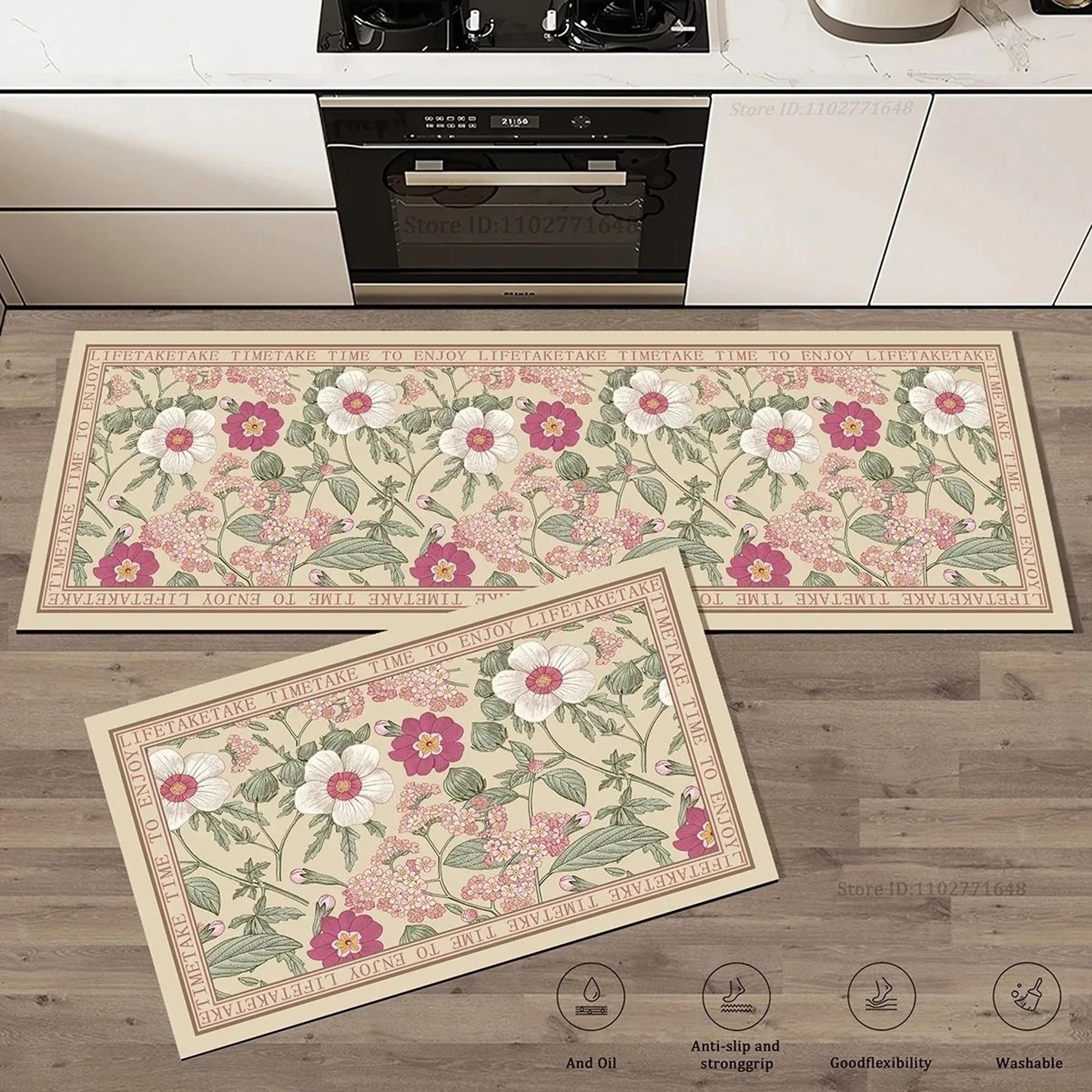 Botanical Blossom AntiFatigue Kitchen Rug  Extra Thick Absorbent NonSlip Runner For Bathroom  Entry 6