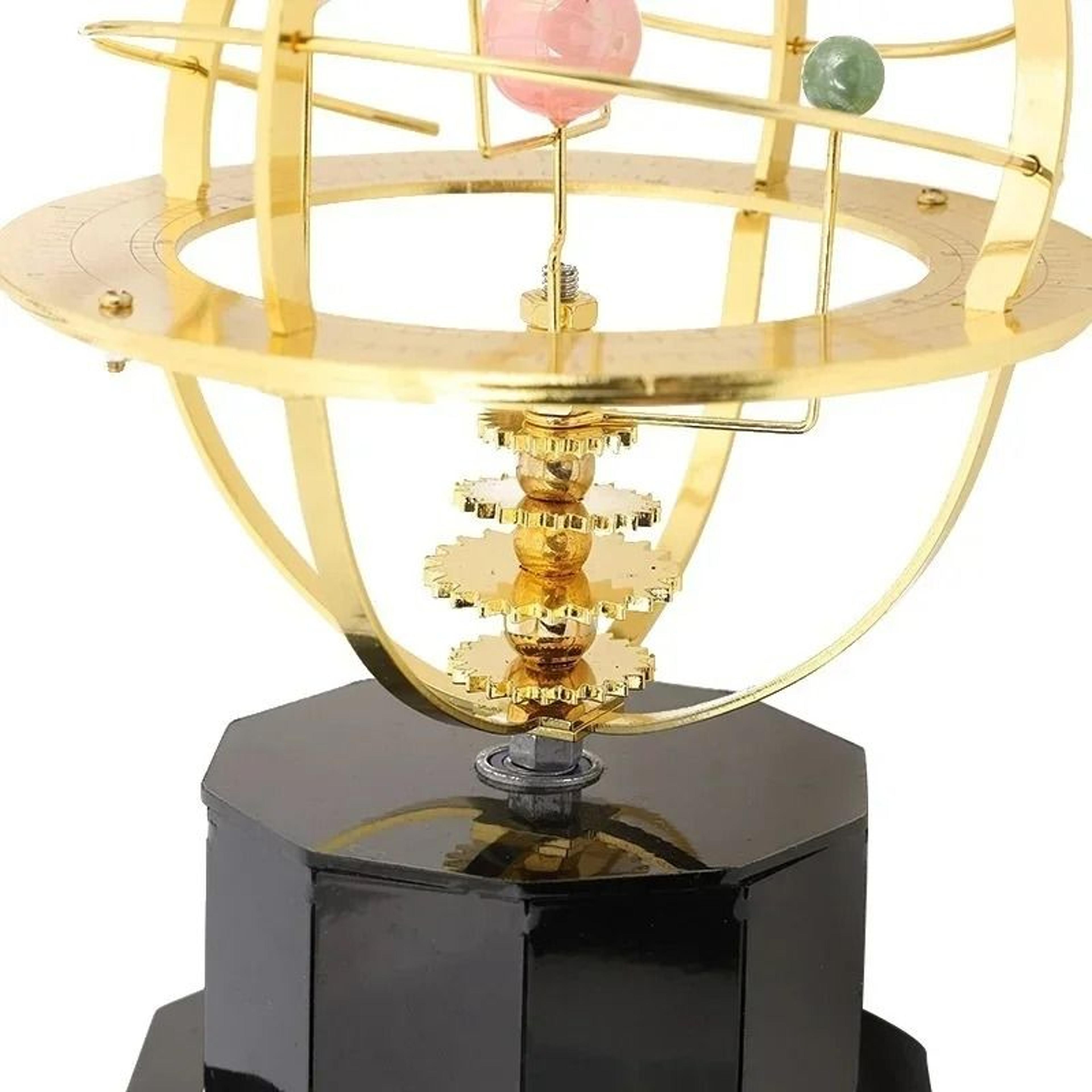 Mechanical Grand Orrery Solar System Model  Retro Metal Astronomical Sculpture For Executive Desk   2