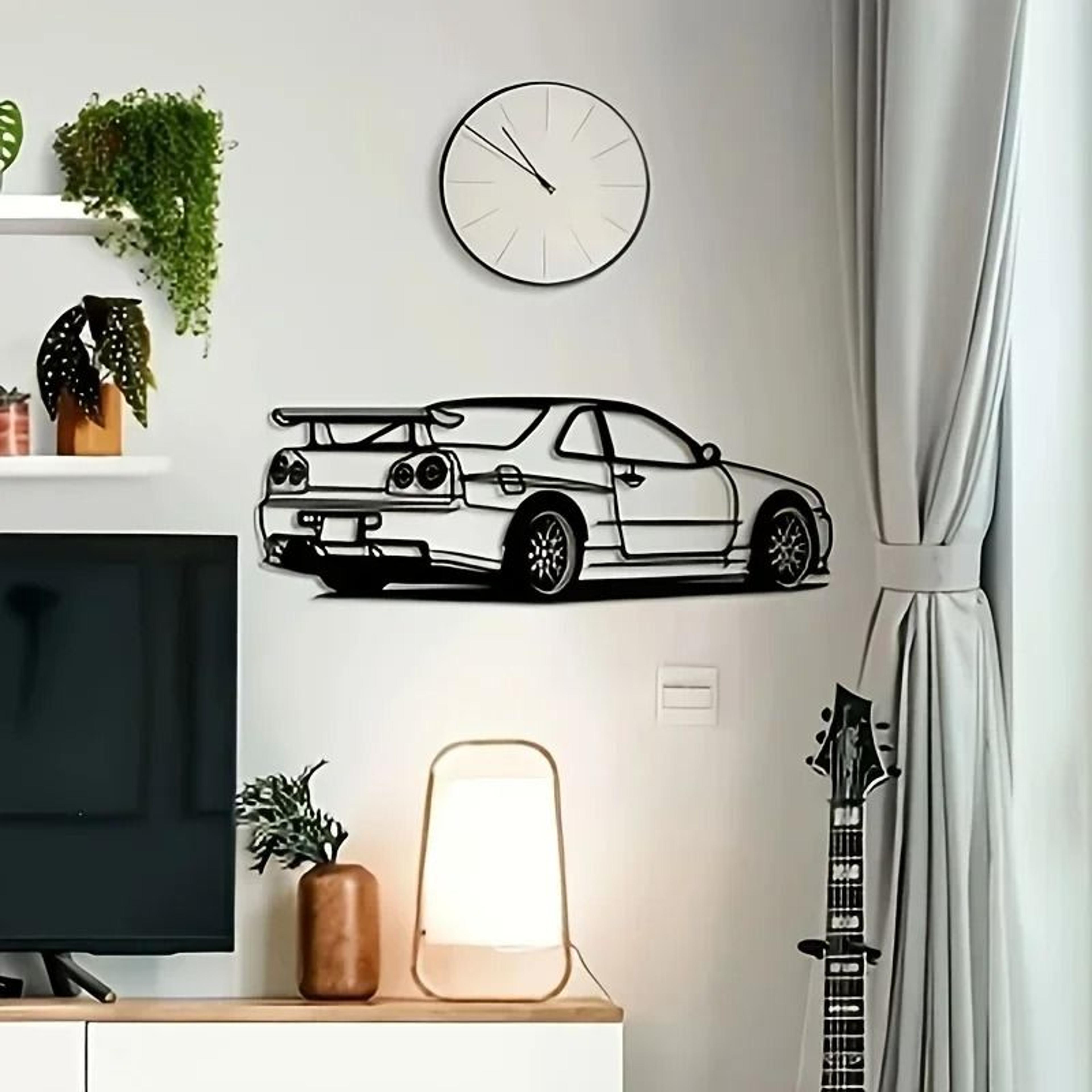 Skyline RModel JDM Metal Wall Art  Precision LaserCut Racing Car Silhouette For Home Office  Garage 3