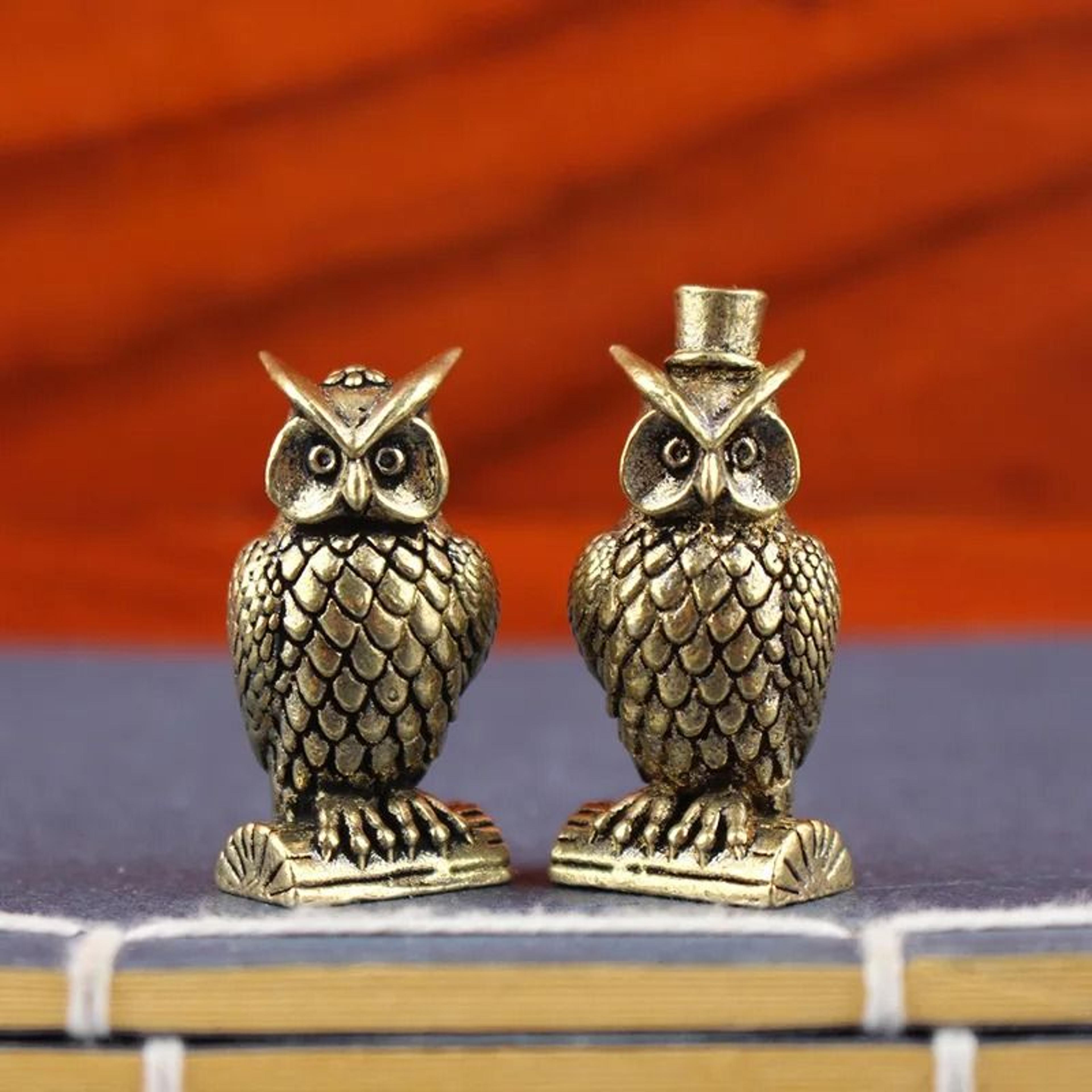 Artisan Handmade Owl Brass Ornament  Creative Boho Figurine For Small Desk Decor  Unique Home Luxur 4