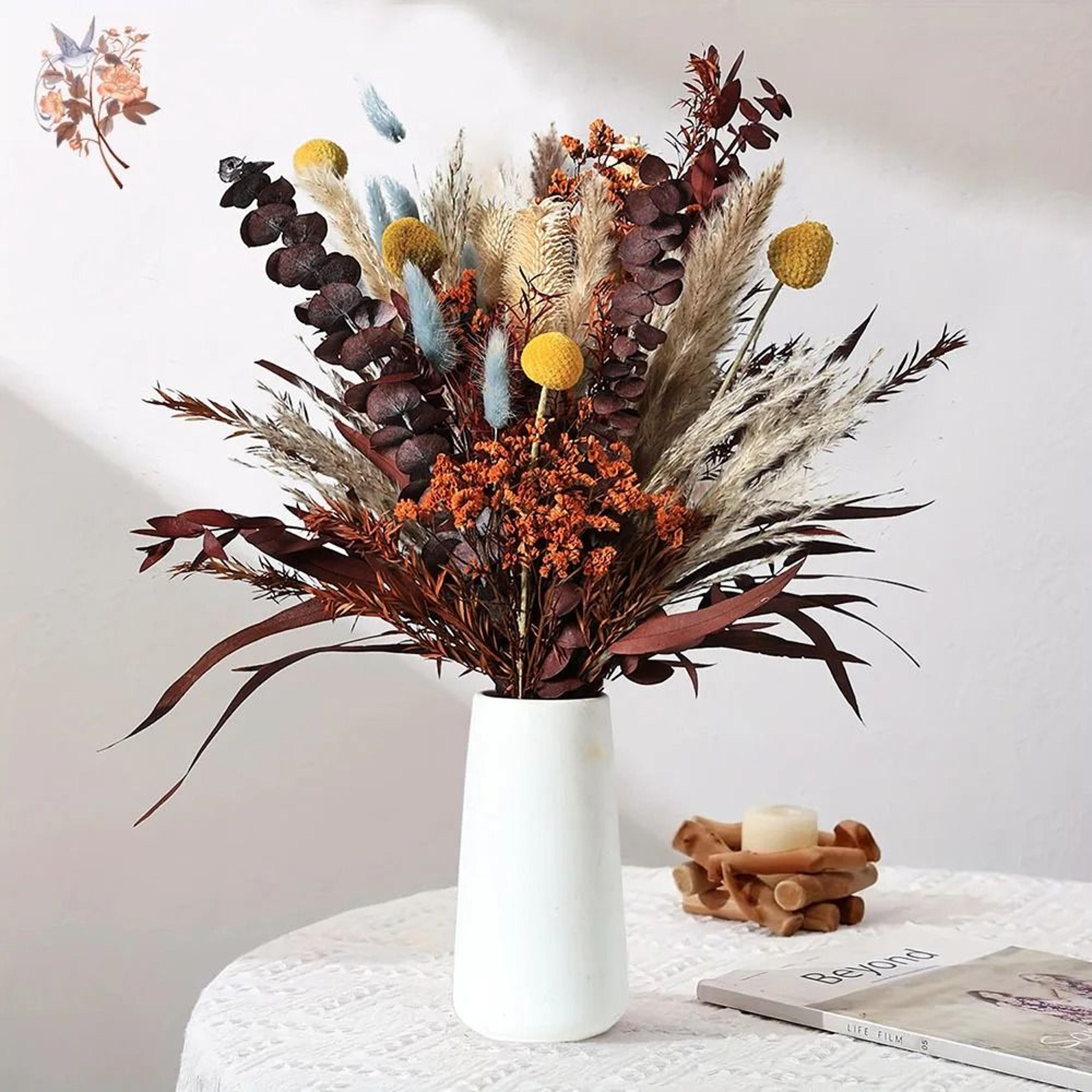 40pcs Preserved Orange Eucalyptus  Pampas Bouquet  Tropical Boho Fall Wedding Arrangement  Modern H 0