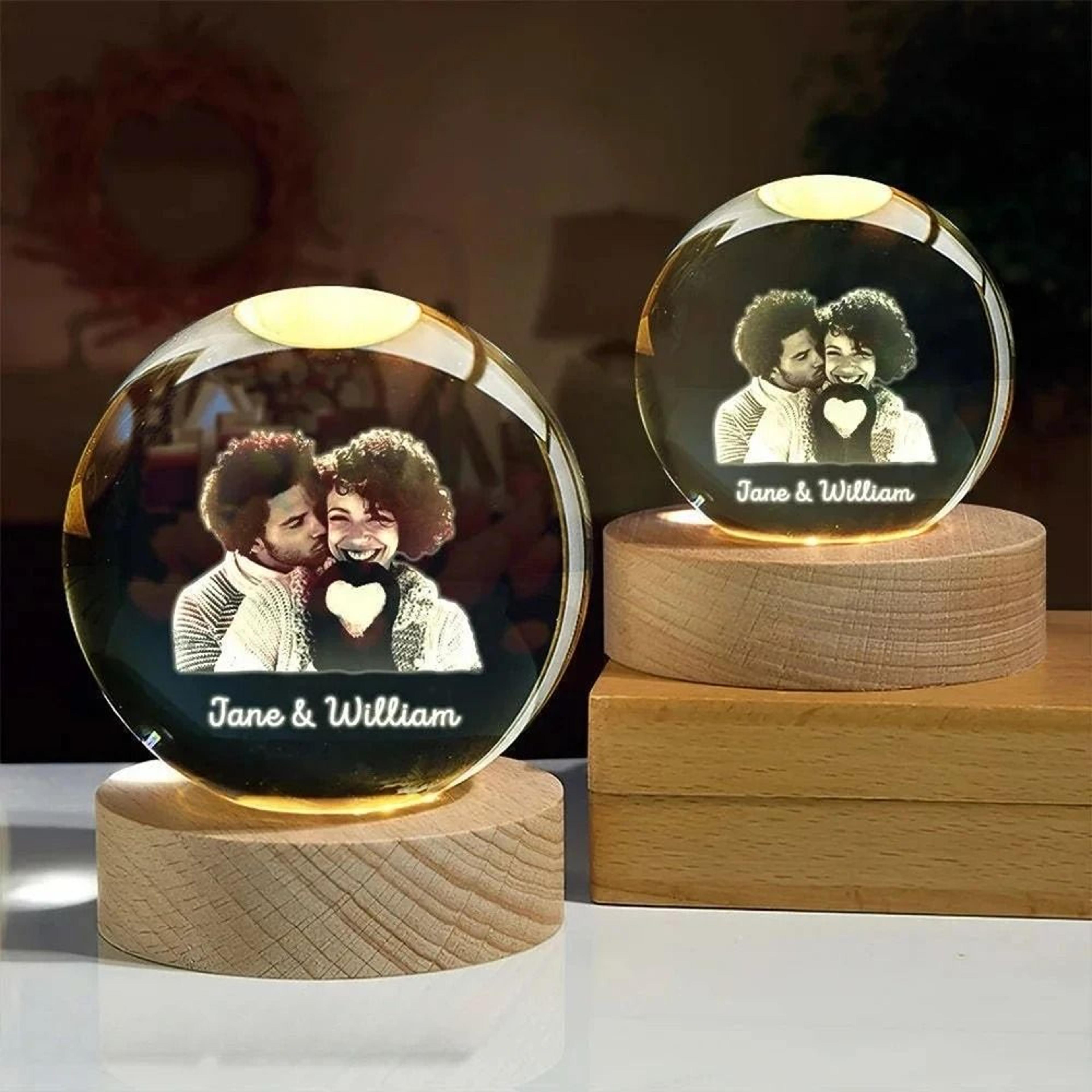 Custom LED Crystal Ball Night Light  Personalized 3D Photo Souvenir For Bedroom Office  Wedding Dec 5