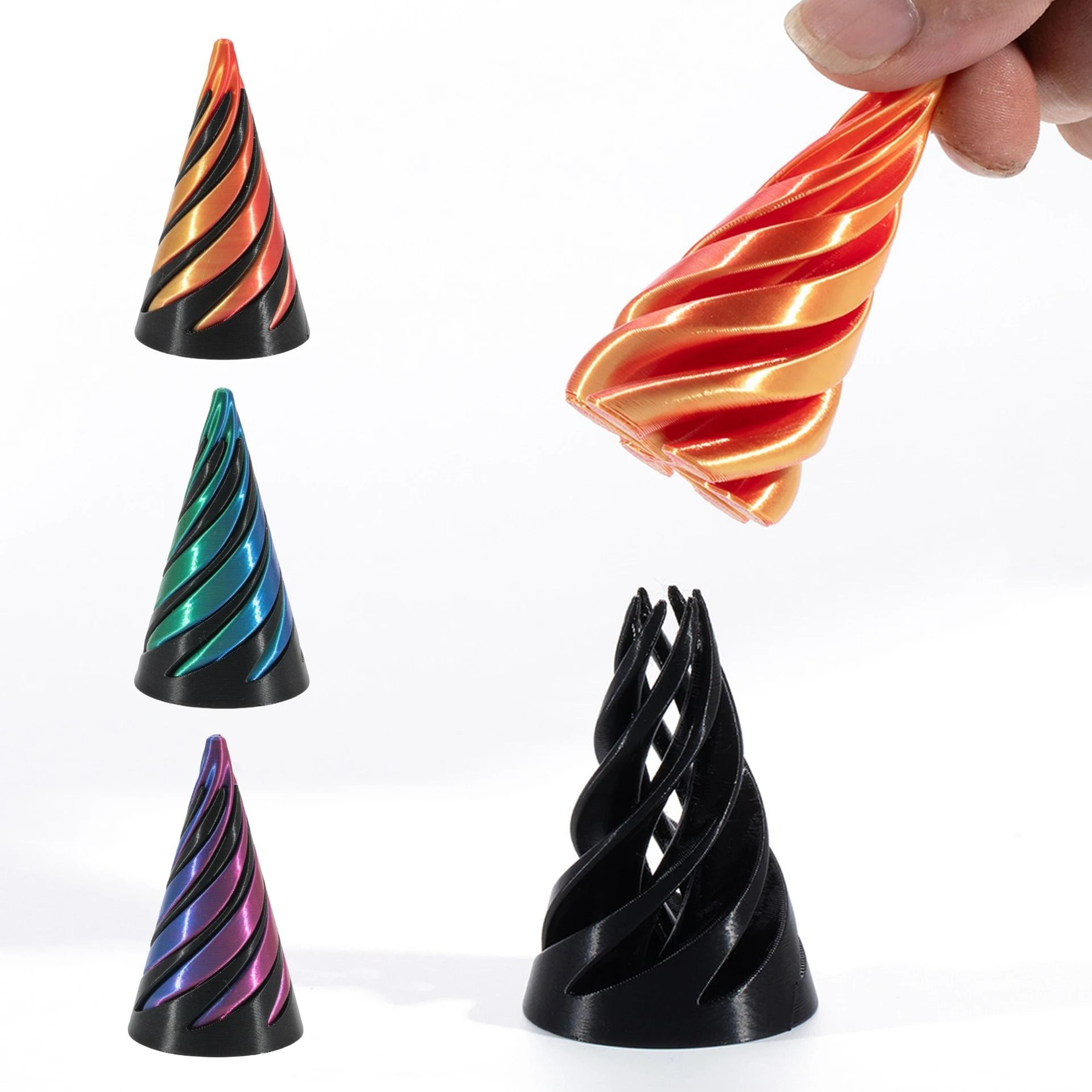 Impossible Spiral Pyramid  Bunny Fidget Toy  3D Printed Rotating Kinetic Sculpture For Stress Relie 1