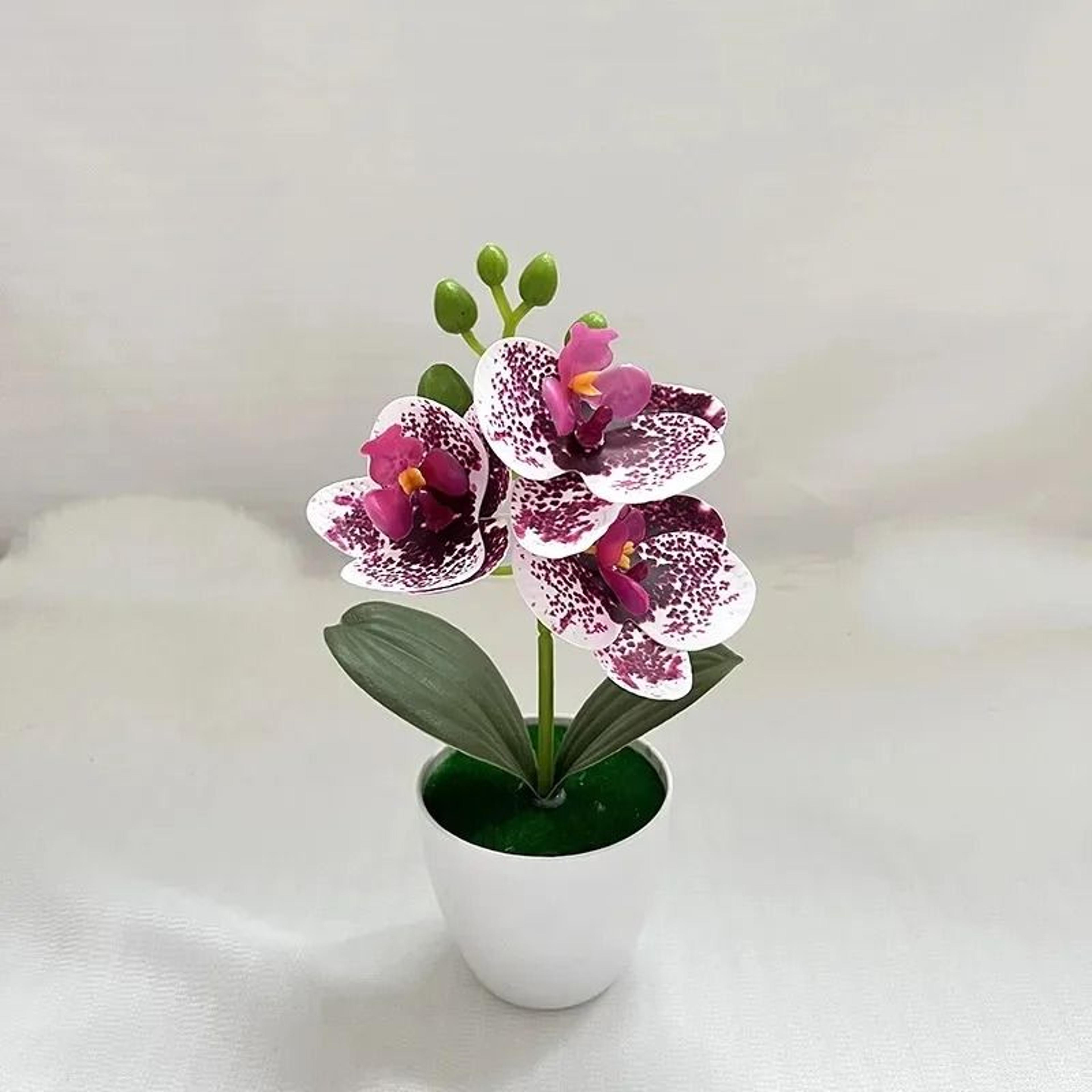 20cm Mini Artificial Orchid Bonsai  Vibrant Simulation Potted Plant For Desktop Kitchen  Bathroom T 9