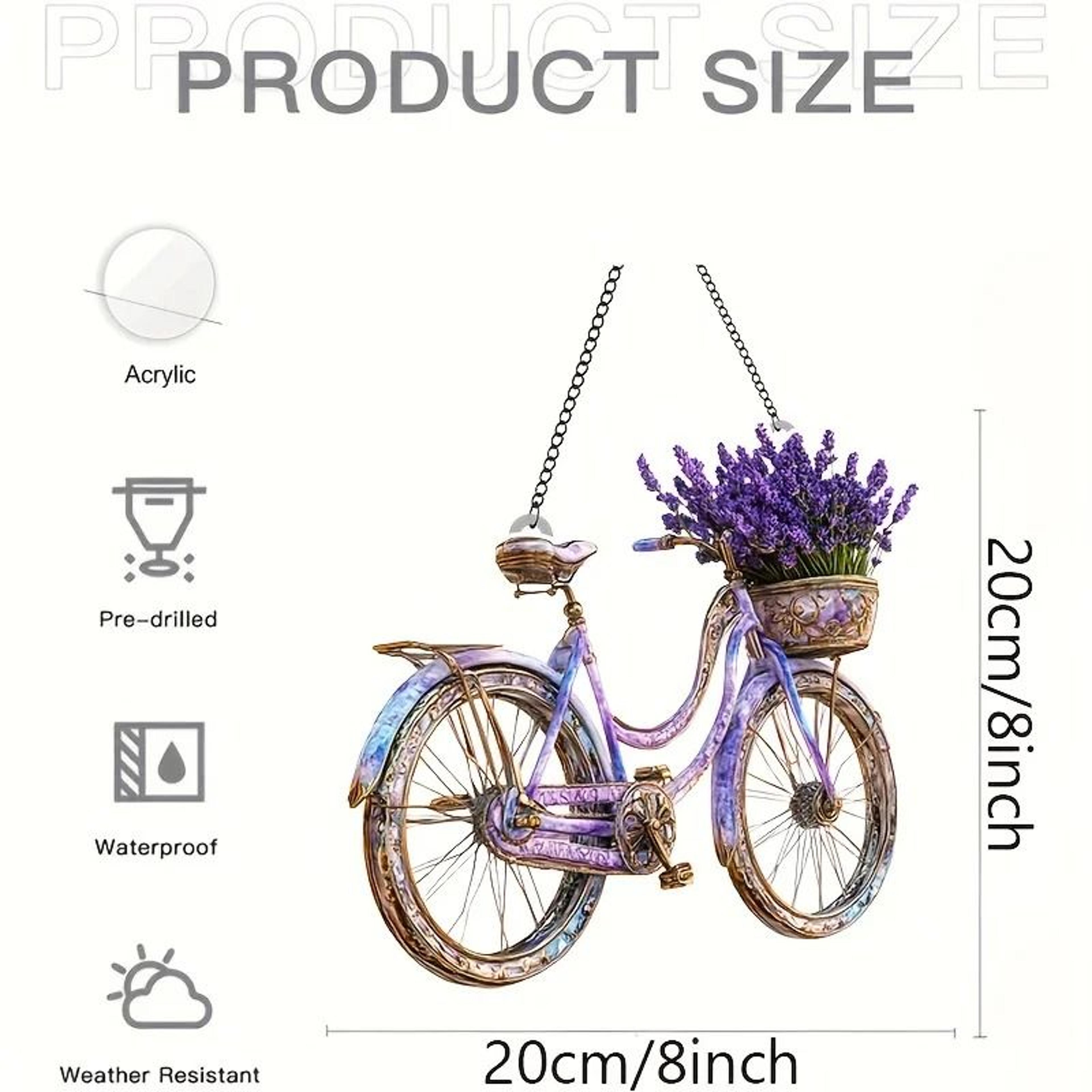 Lavender Bicycle Suncatcher  8 Acrylic Light Catcher  Enchanting Home  Garden Window Decor 4