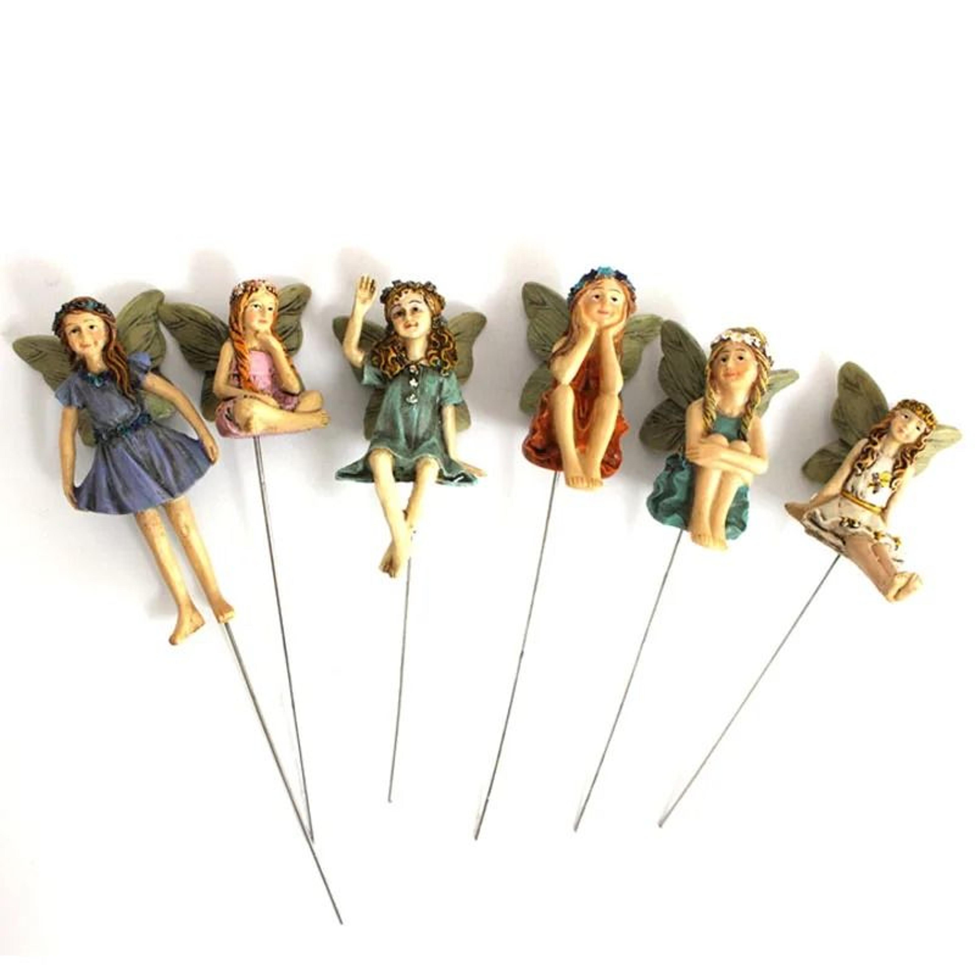 6Pcs Garden Fairy Sculpture Stake Set  Miniature Fairy Figurines For Pot Plants Lawn  Outdoor Garde 6